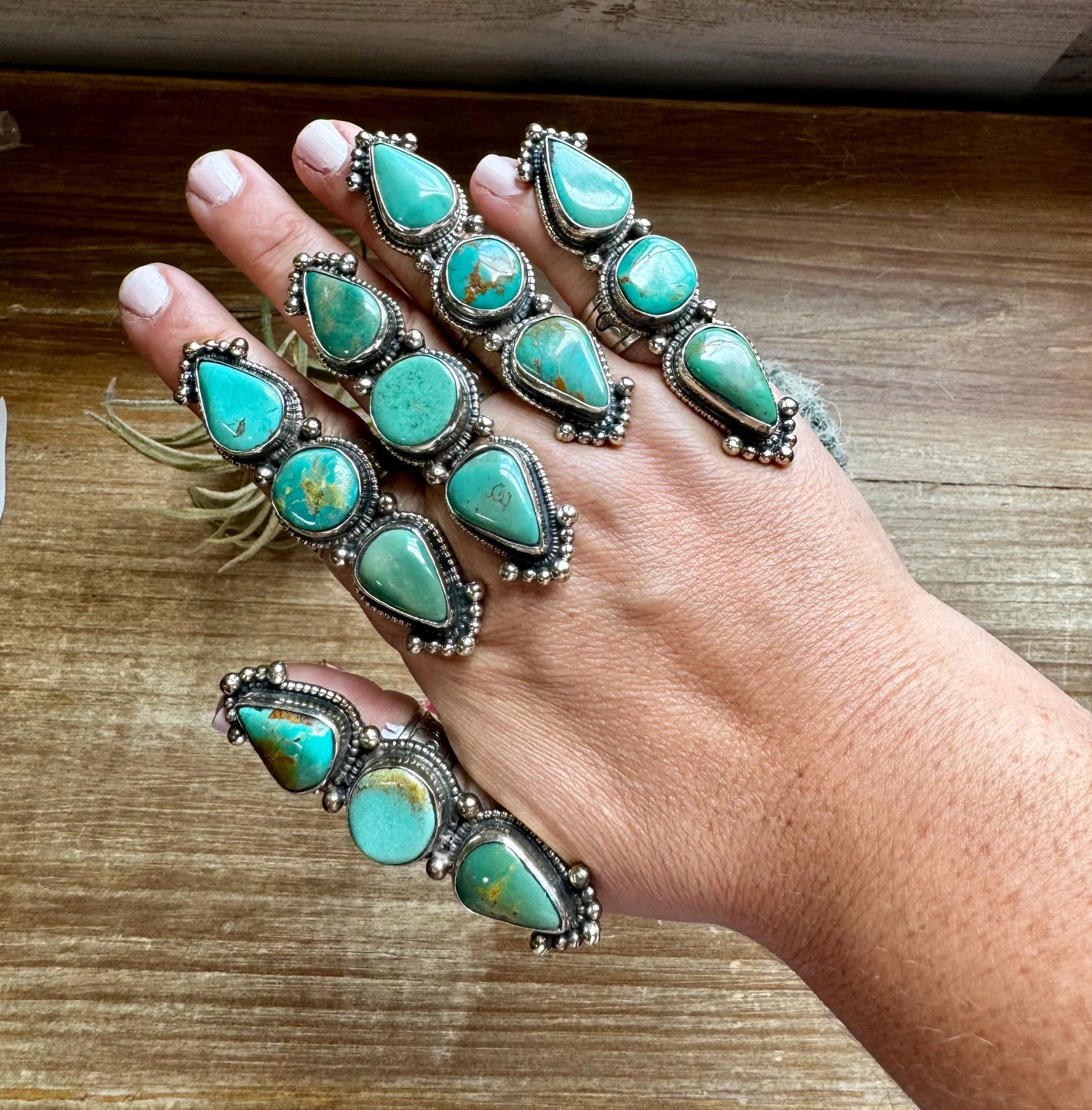 Western-style ring featuring turquoise and sterling silver. Curated by The Bijoux FAB for quality and style