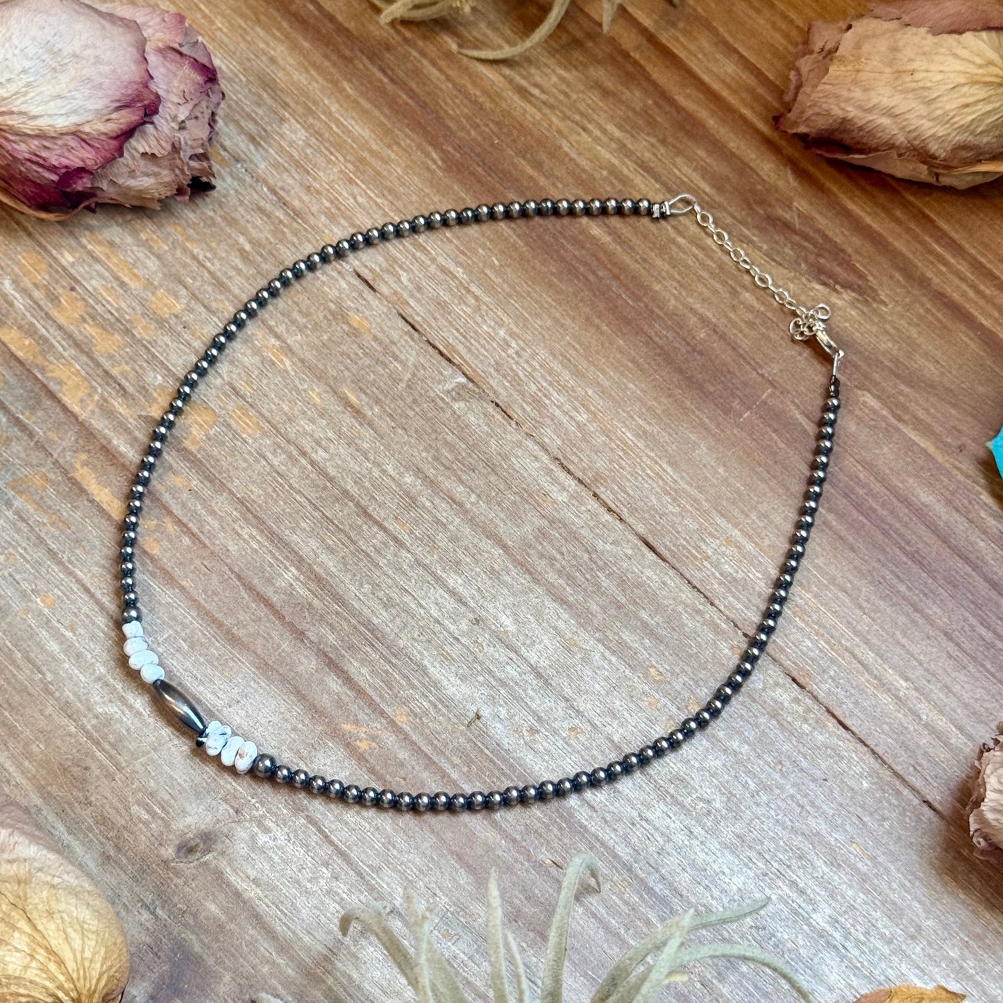 White Buffalo Nugget & Sterling Silver Torpedo Necklace