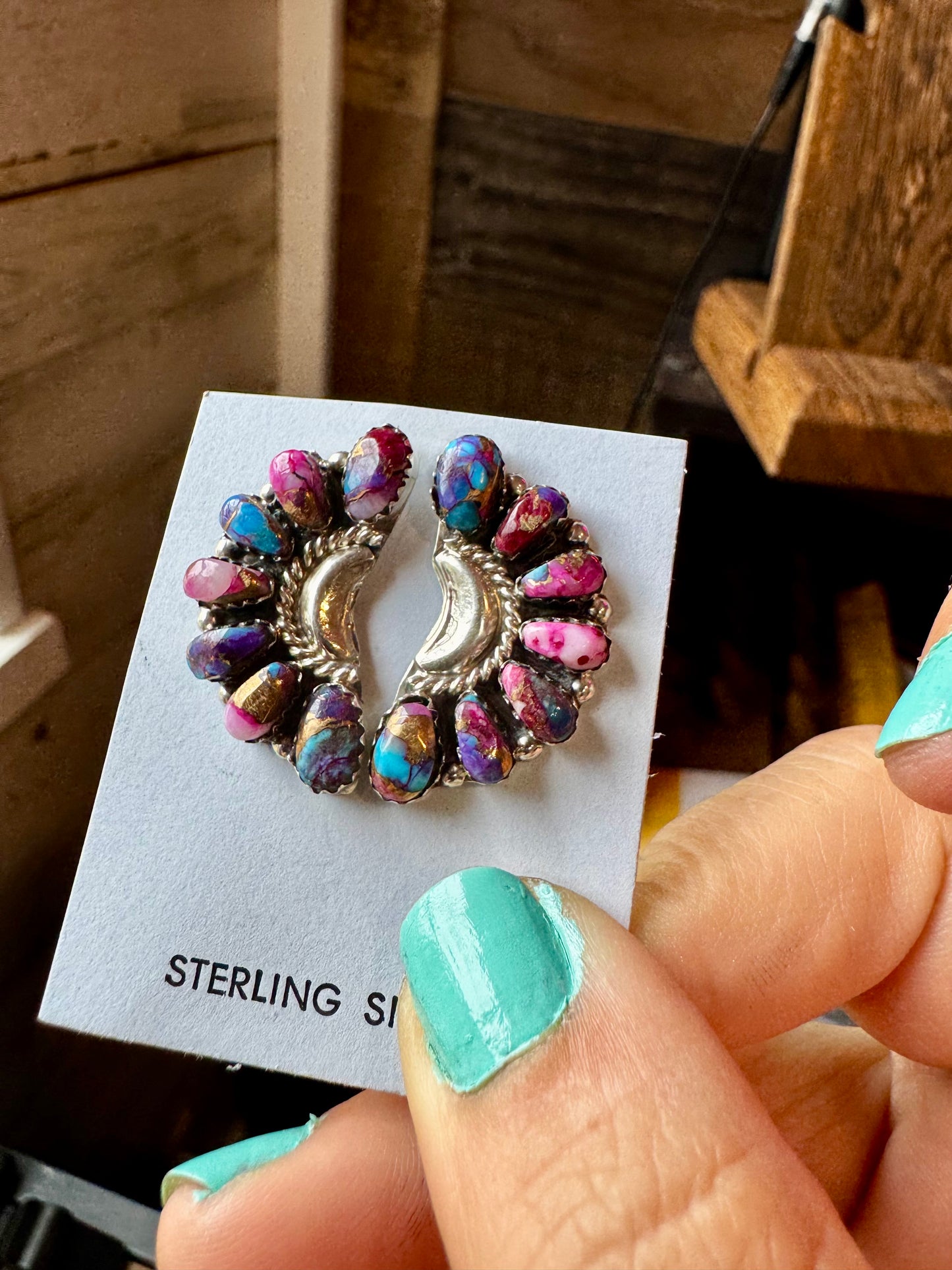 Half cluster earrings handcrafted with vibrant pink dahlia stones set in solid sterling silver. Stamped JW and made in the USA. Each pair is one of a kind. Curated by The Bijoux FAB.