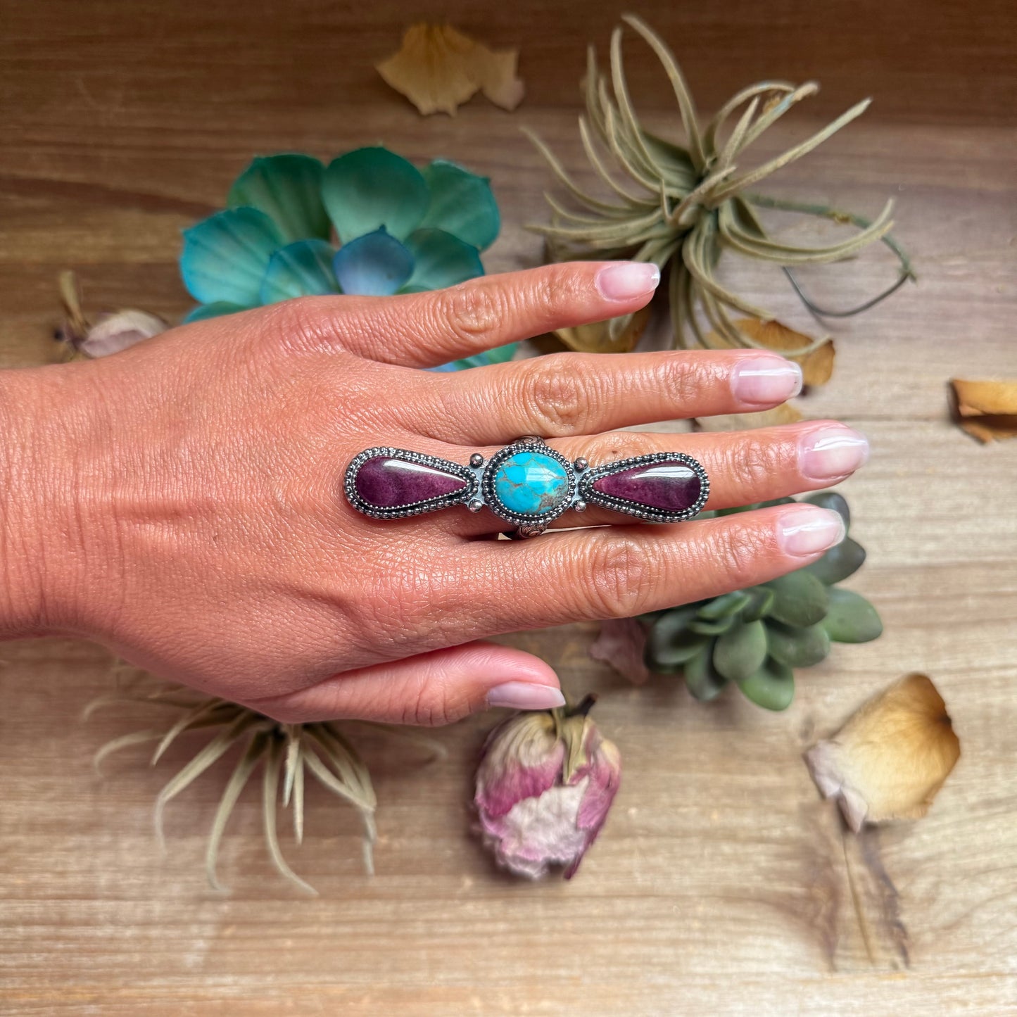 MJ Ring- Turquoise & Purple Spiny Ring