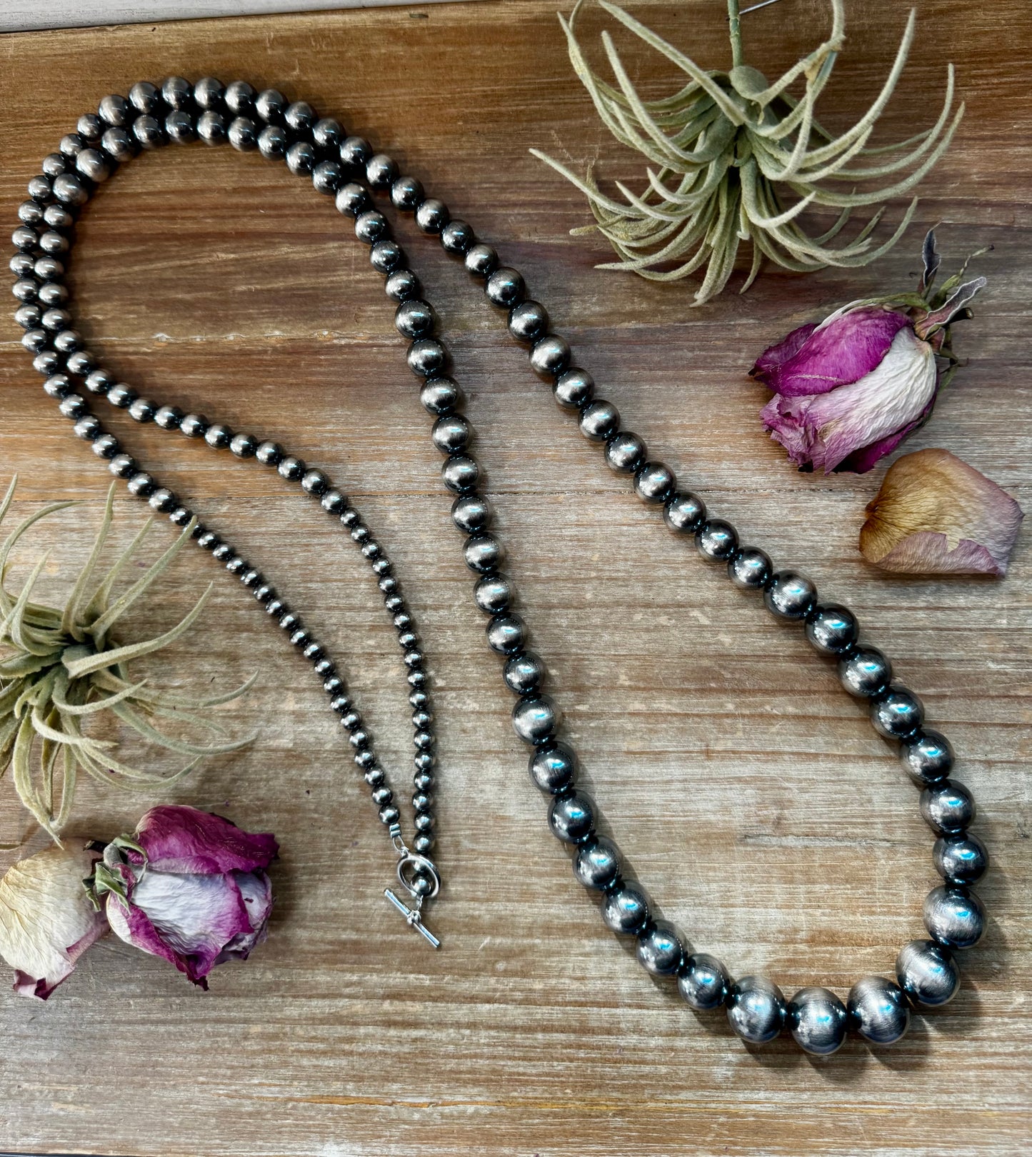 51-inch graduated sterling silver pearl necklace from 6mm to 16mm, handmade by The Bijoux FAB in the USA, NFR Collection