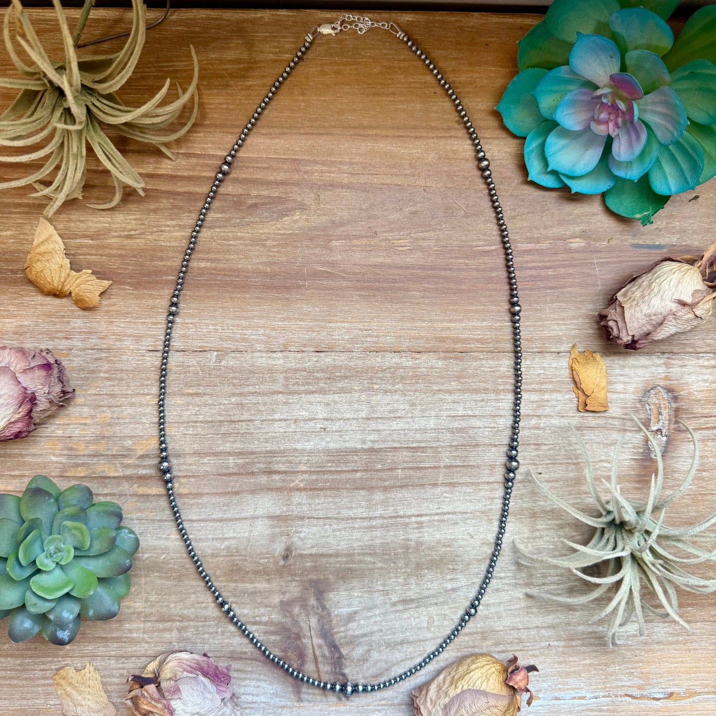 28” Graduated Sterling Silver Pearl Necklace