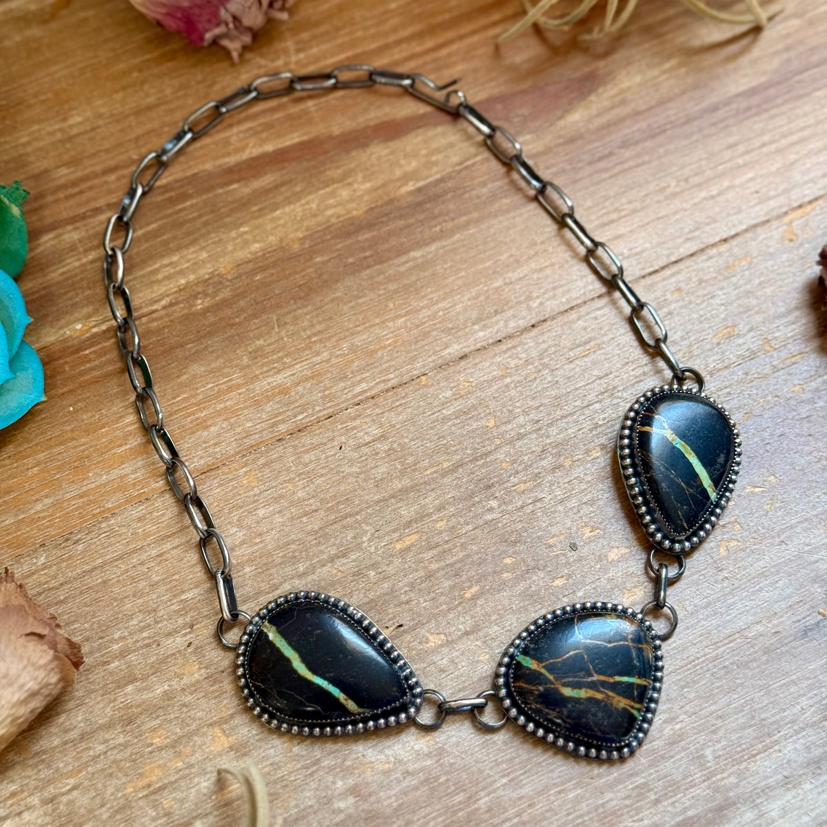 One-of-a-Kind Black Jack Sterling Silver Statement Necklace