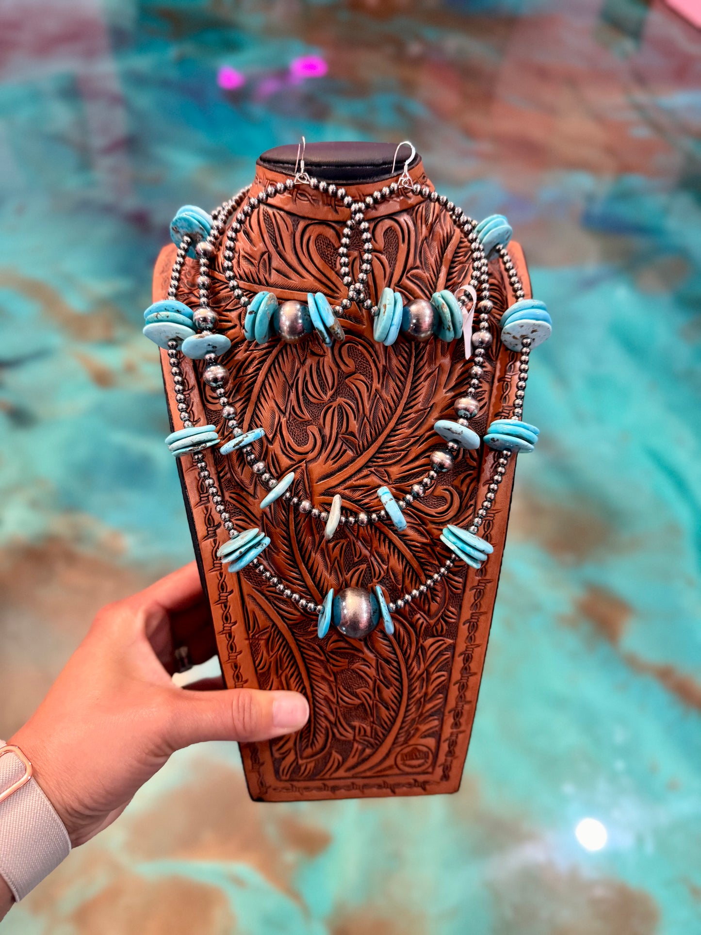 Jaci Collection – Big Blue Turquoise Rondelle Set
