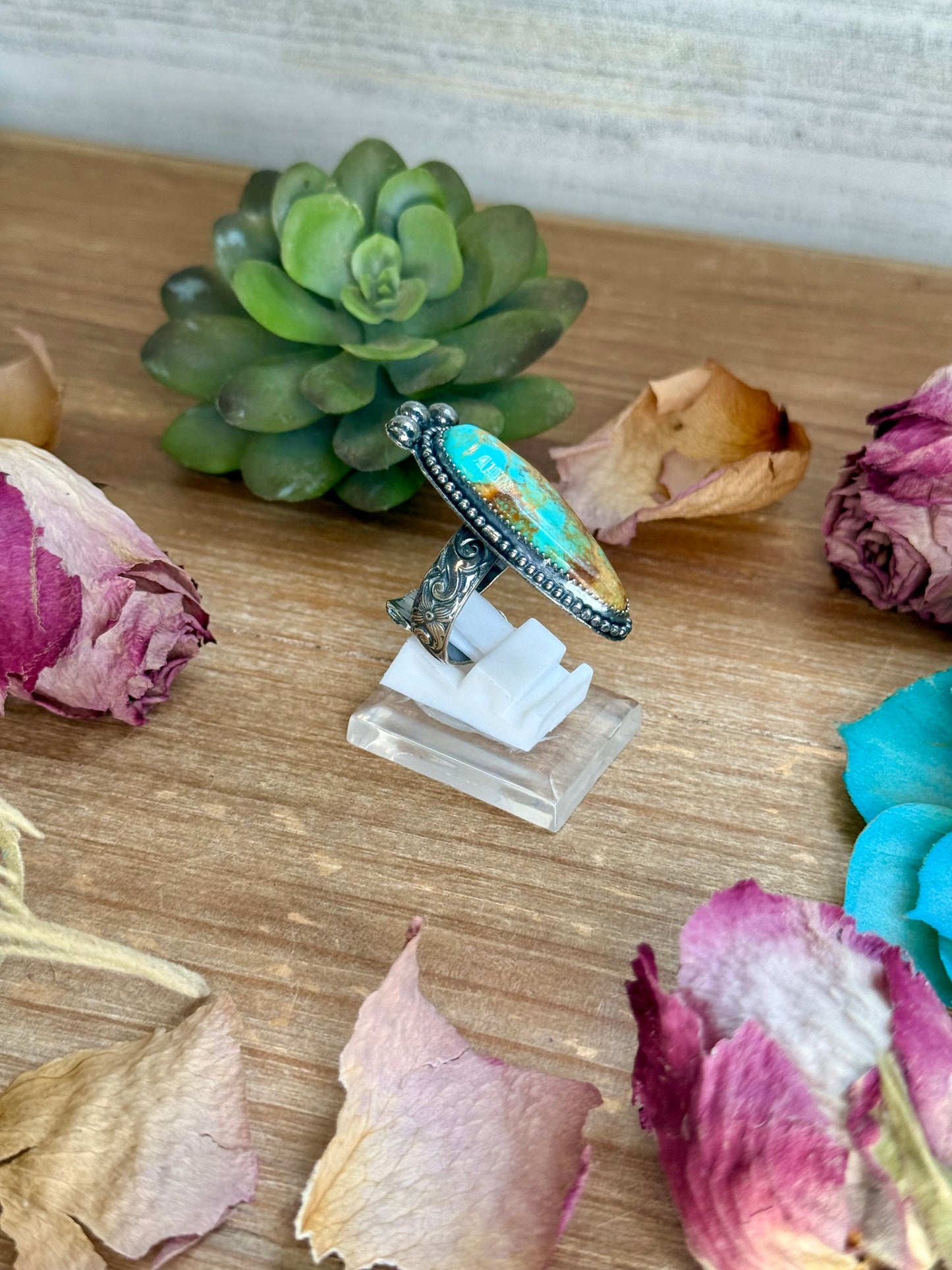 MJ Turquoise Ring – Sterling Silver Adjustable Band