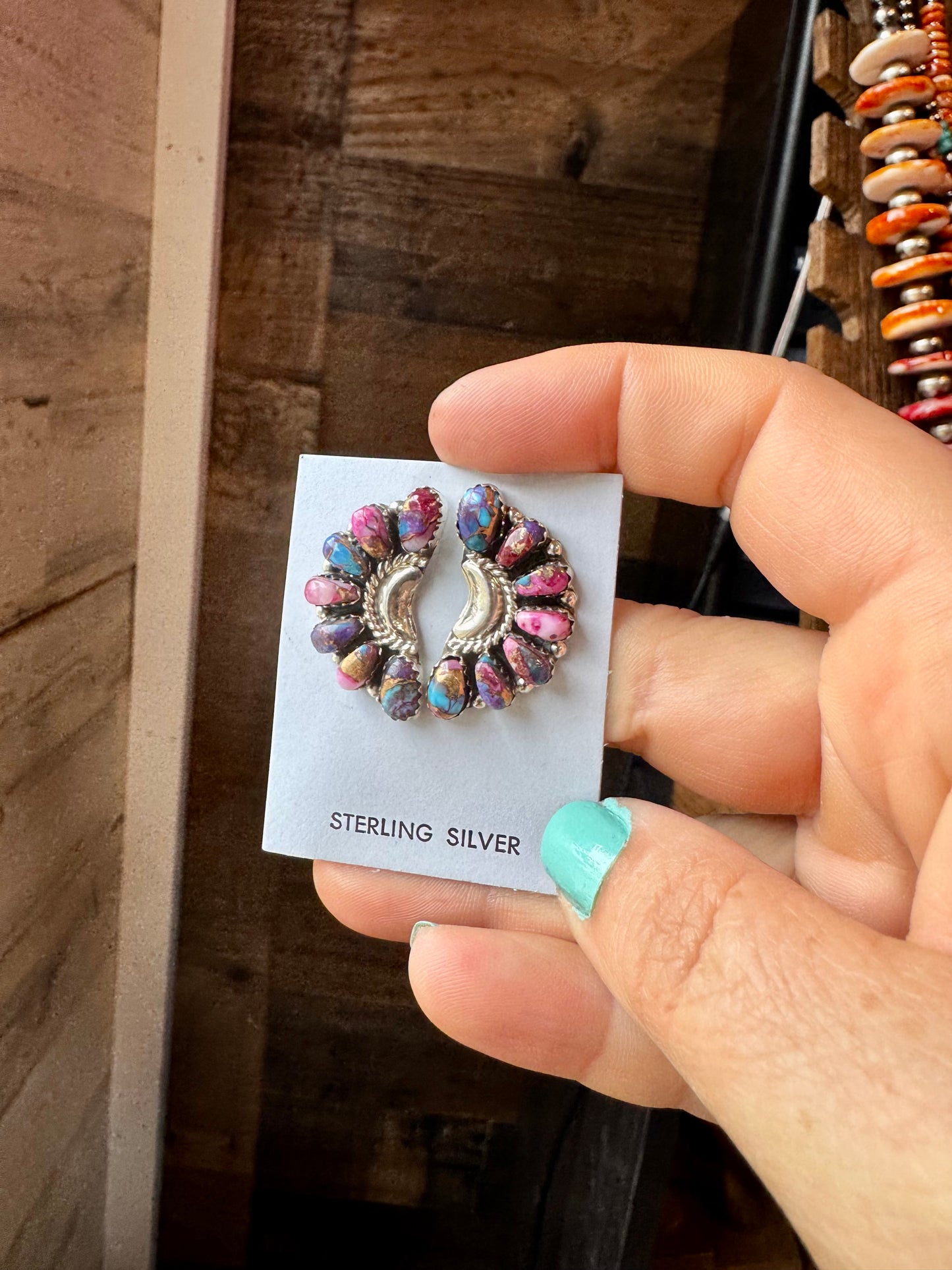 Half cluster earrings handcrafted with vibrant pink dahlia stones set in solid sterling silver. Stamped JW and made in the USA. Each pair is one of a kind. Curated by The Bijoux FAB.