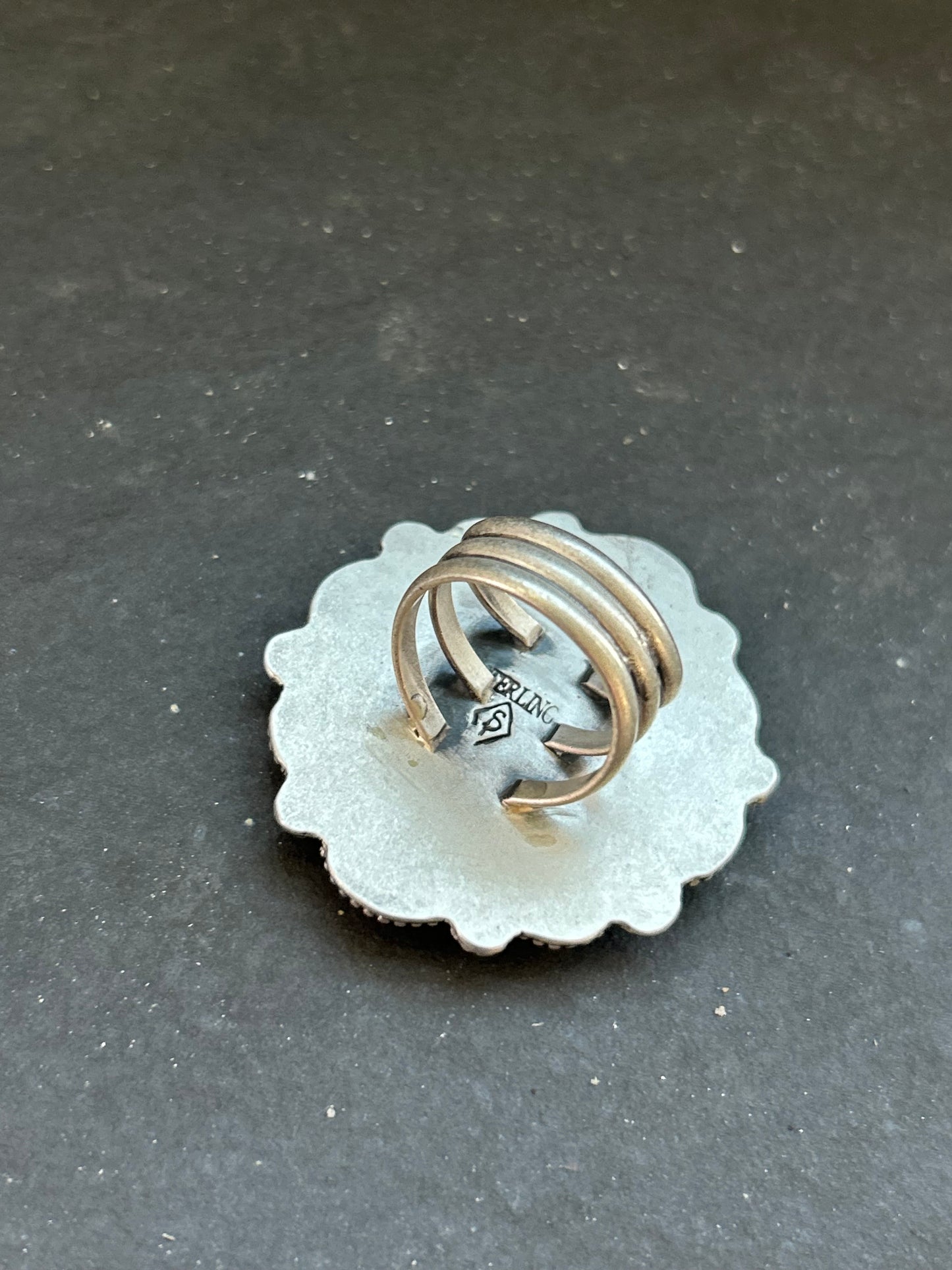 Sterling Silver Orange Spiny Oyster Cluster Ring – Size 9 – Artist Shay Pfeiffer