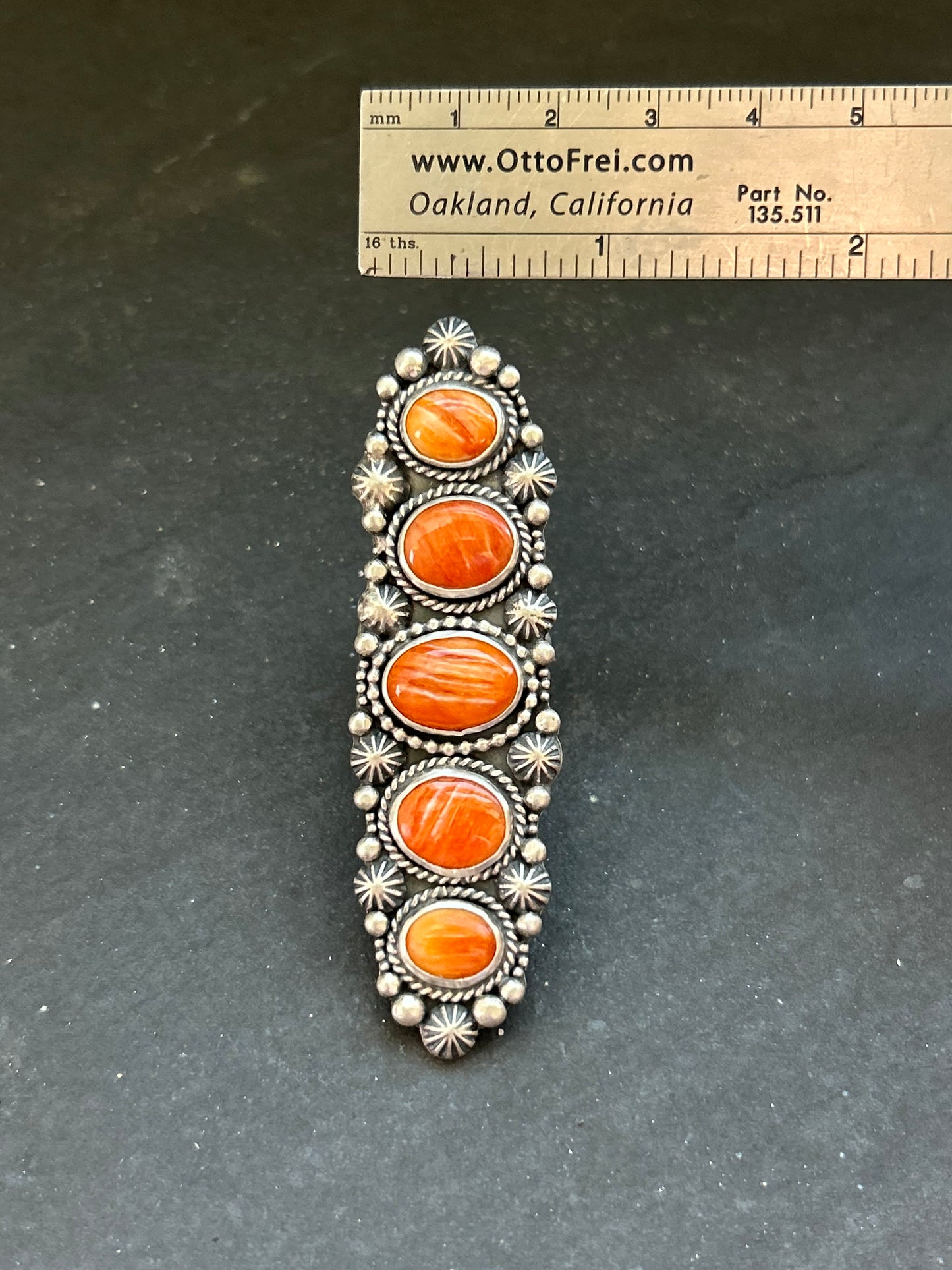 Sterling Silver Orange Spiny Oyster Crawler Ring – Size 8.5 – Artist Shay Pfeiffer