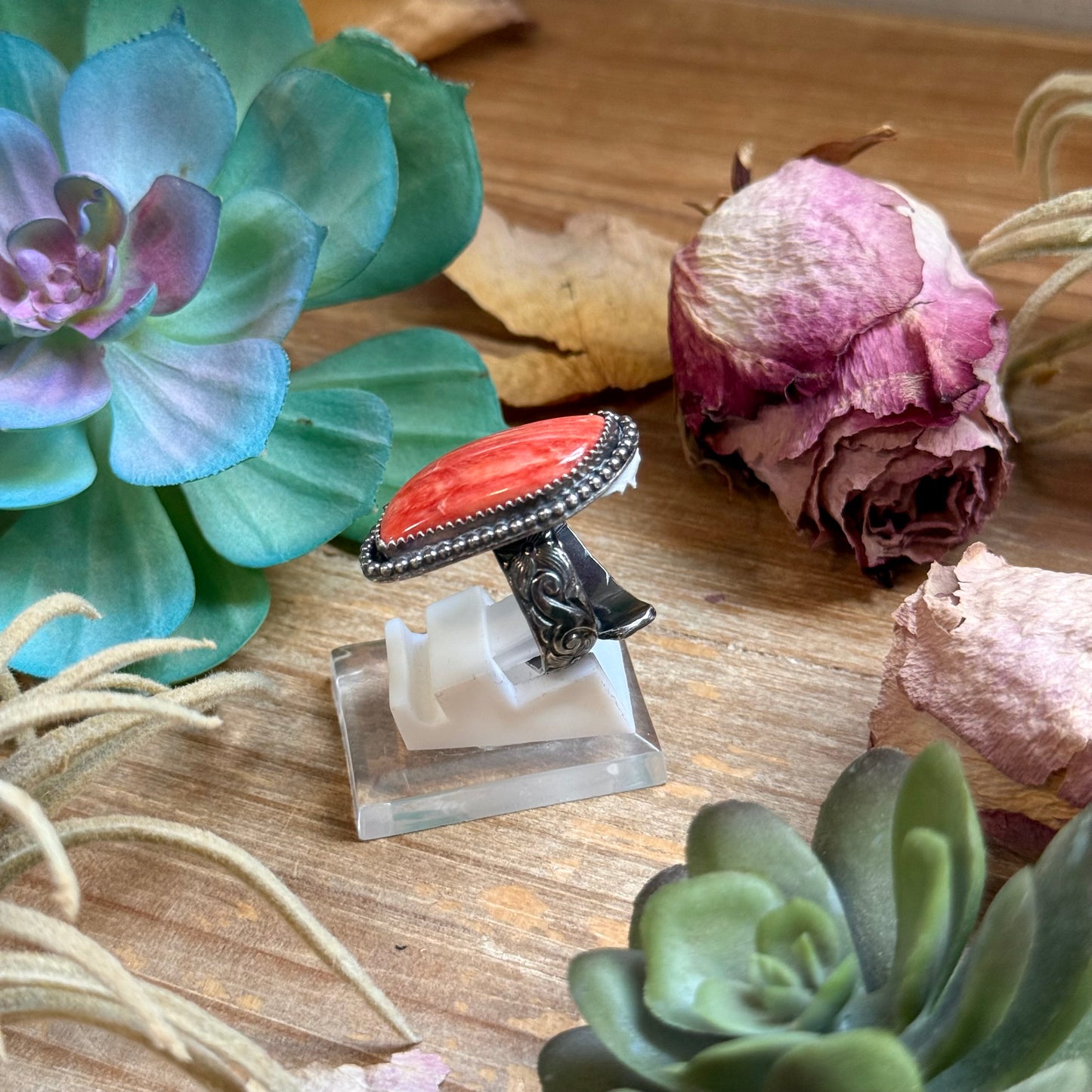 MJ Ring - Spiny Oyster Free Form Adjustable Ring