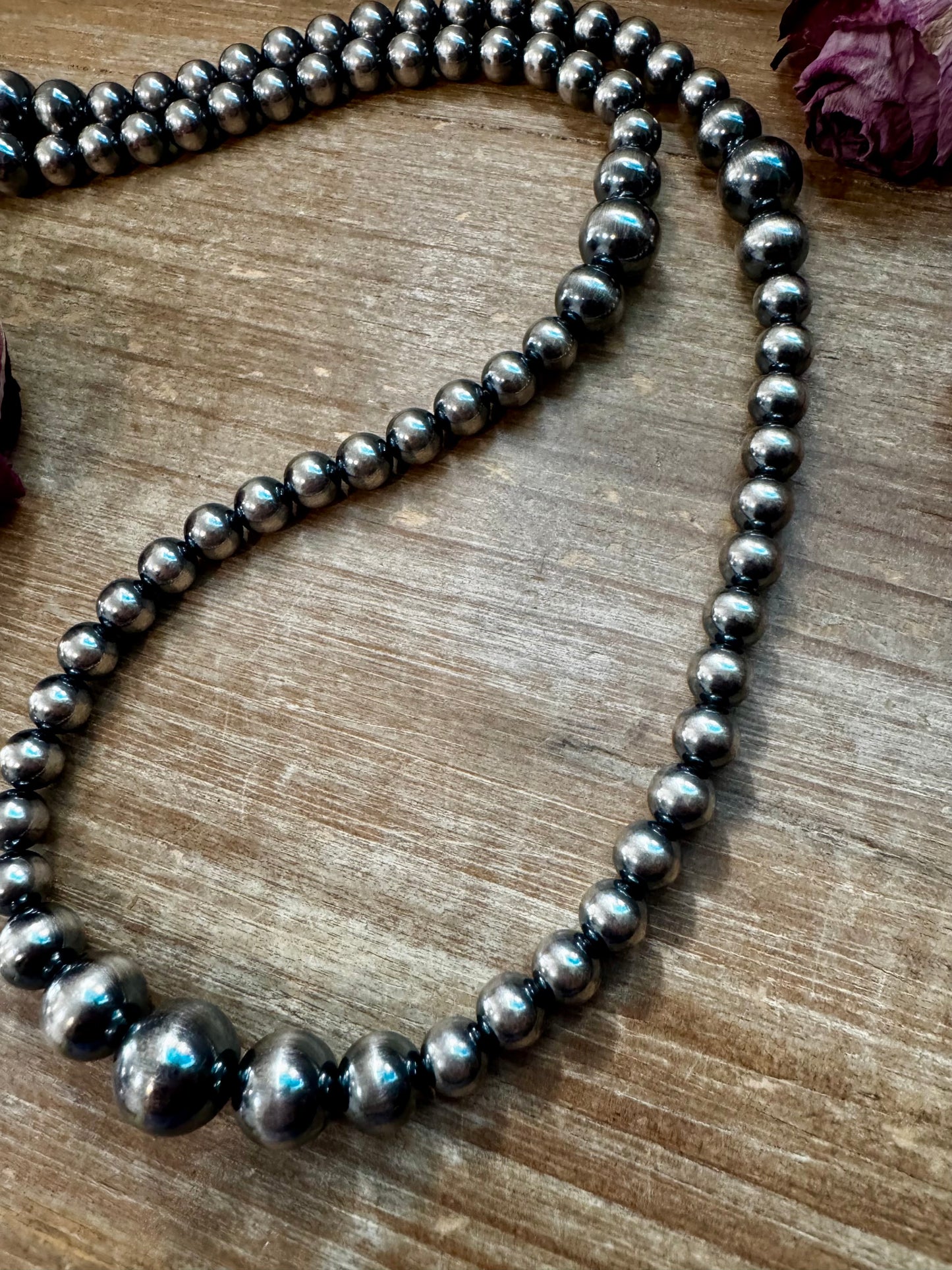 NFR Collection Necklace – Graduated Sterling Silver Pearls 8mm to 14mm 46.5"