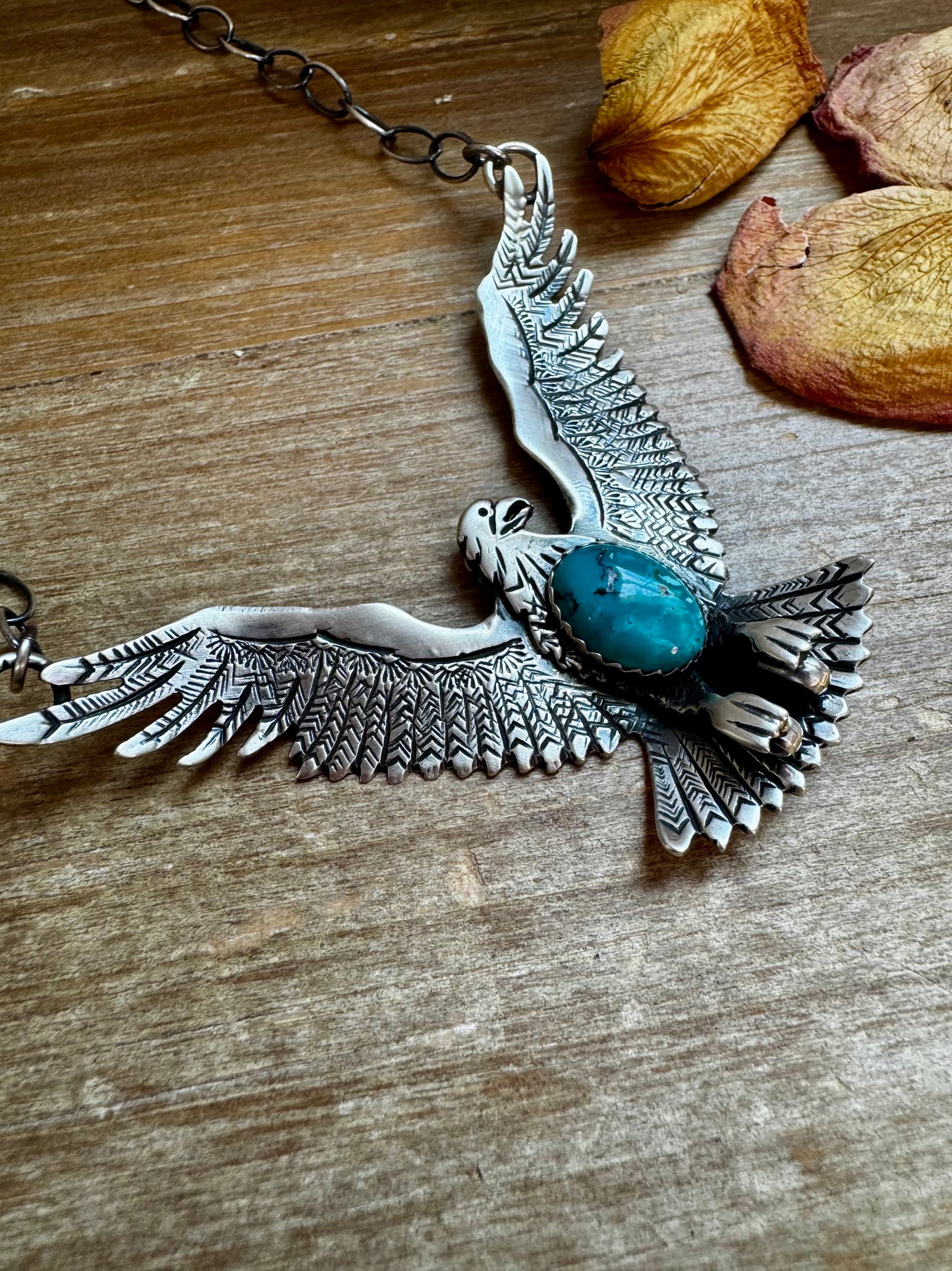 One-of-a-Kind Eagle Necklace with Turquoise – Rob T. Kelly, Native Made