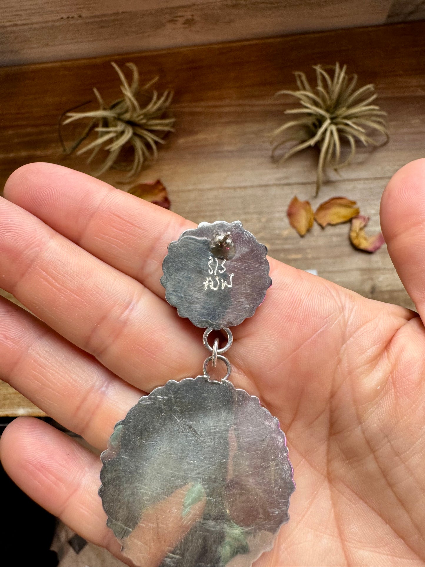 Handcrafted sterling silver cluster dangle earrings featuring genuine Sleeping Beauty turquoise stones. Post backs placed at the top for a secure drape. Artist-stamped and made in the USA. One of a kind. Curated by The Bijoux FAB.