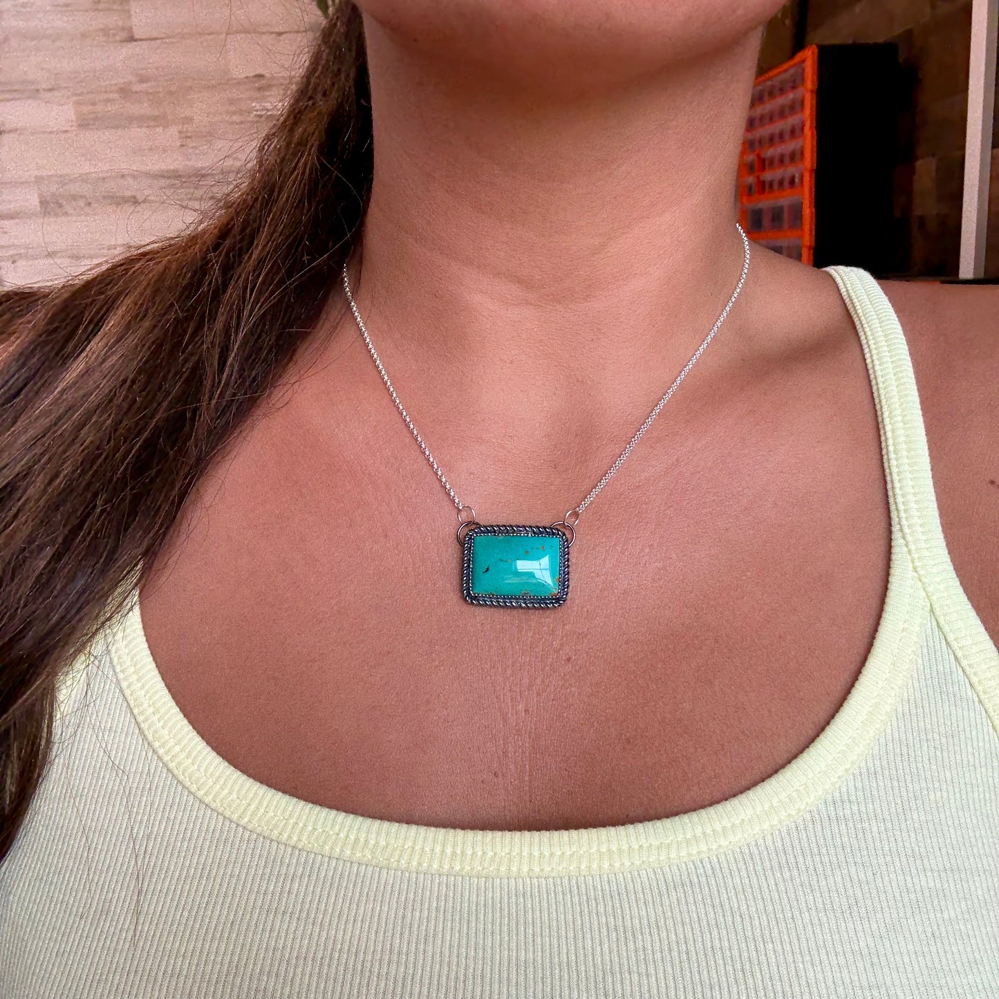 MJ Turquoise Bar Necklace – Sterling Silver