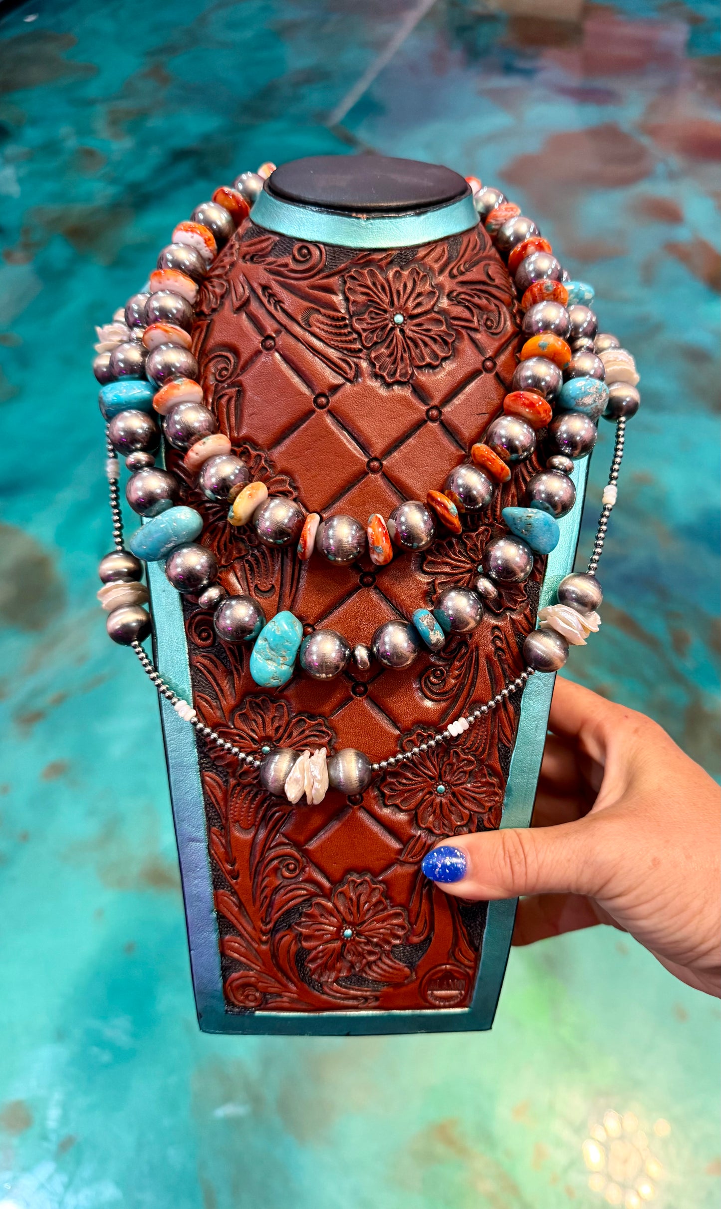 Jaci Spiny Oyster, Blue Turquoise, Mother-of-Pearl & Sterling Silver Necklace — Pick Your Favorite