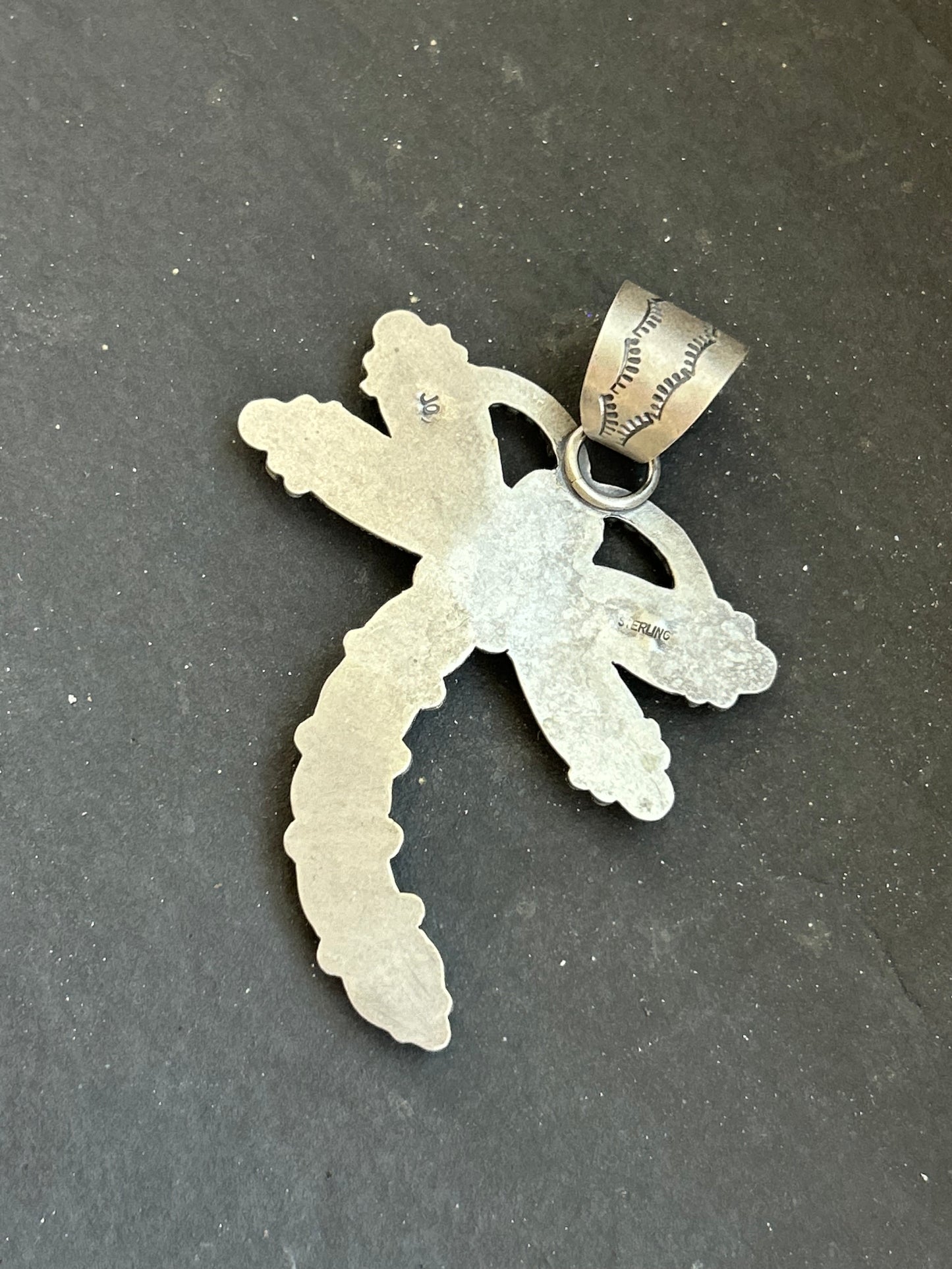 Sterling Silver Orange Spiny Oyster Dragonfly Pendant – Fits Up to 15 mm Beads – Artist Shay Pfeiffer