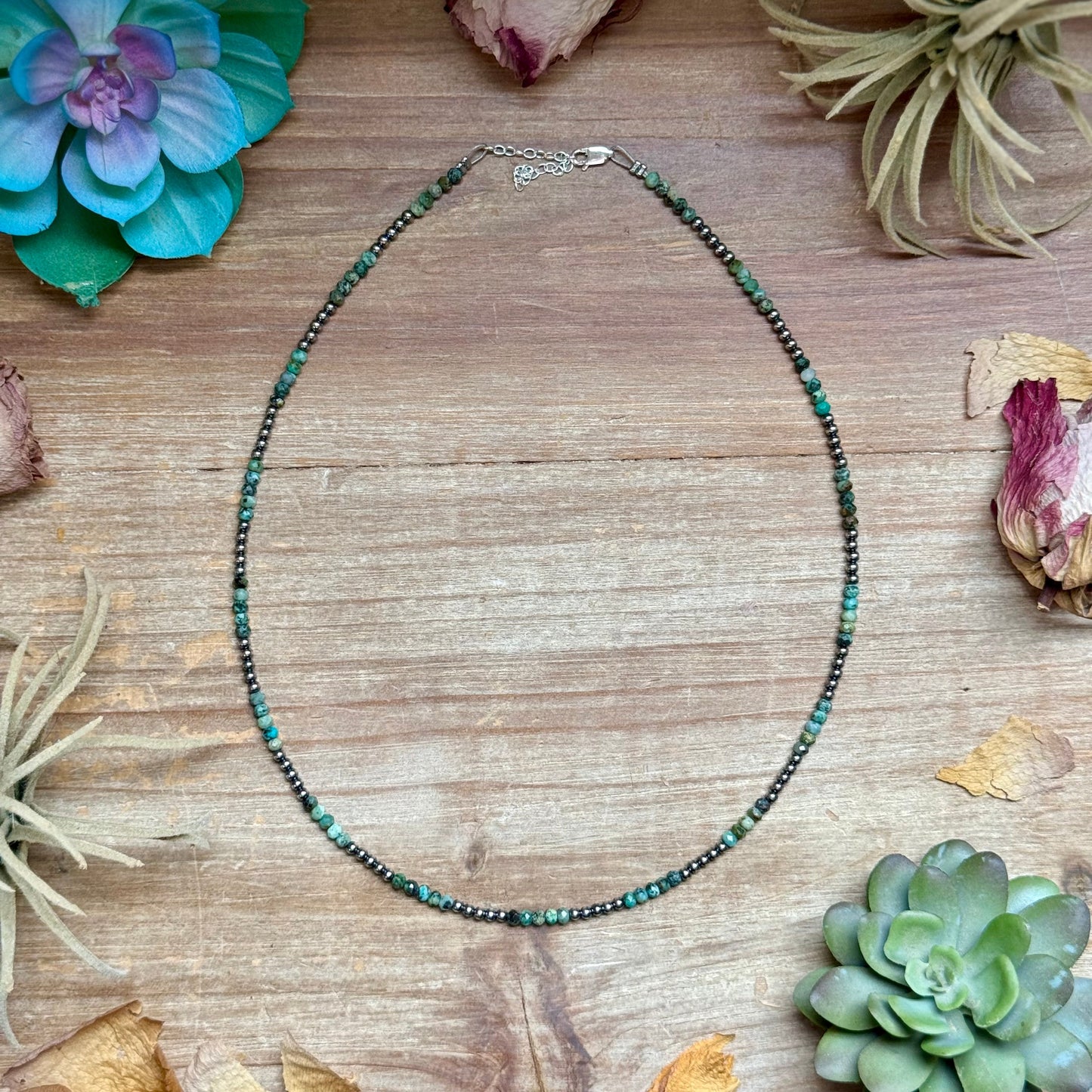 Faceted African Turquoise Necklace – 19" – 3mm