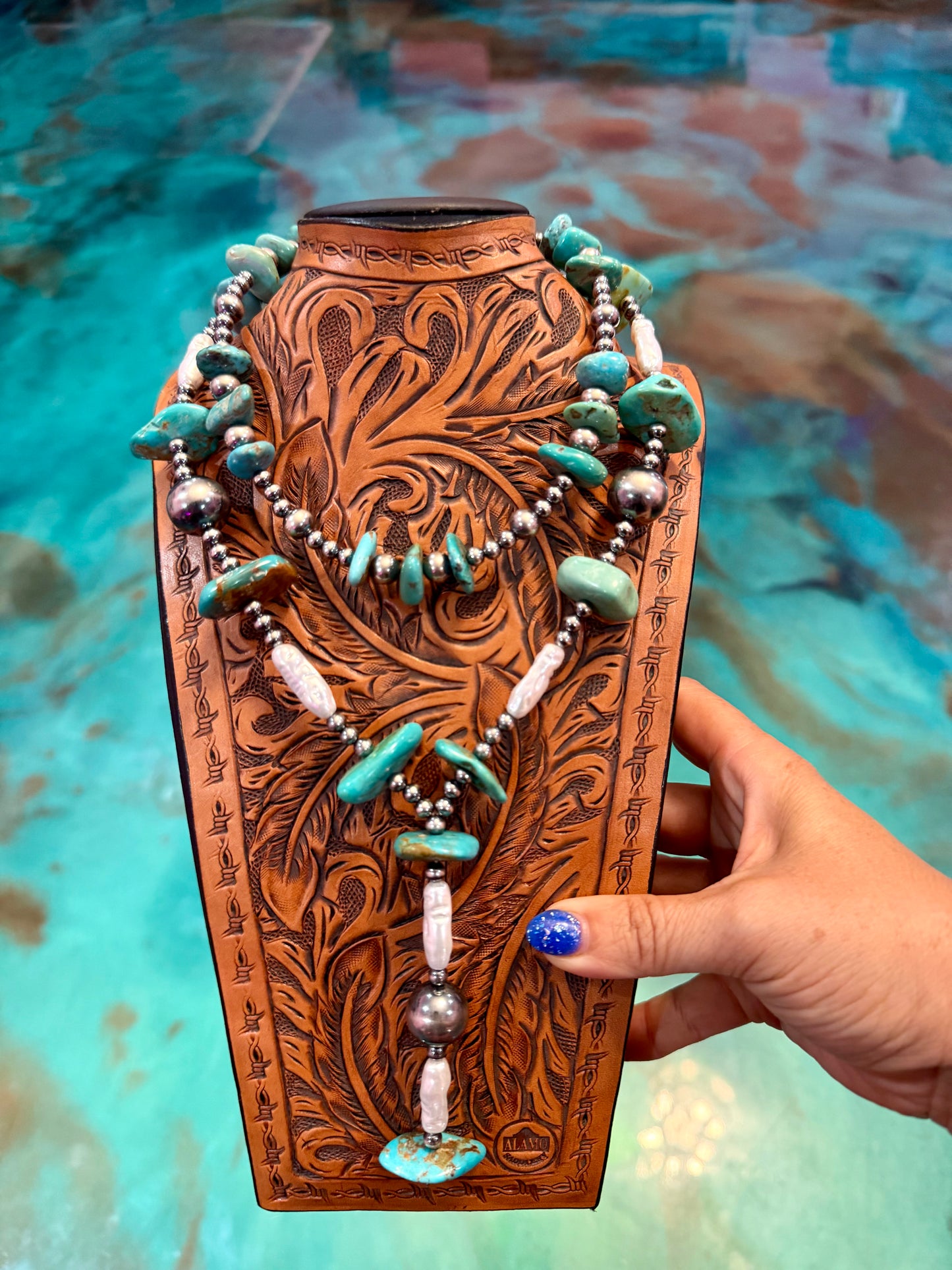 The Jaci Set – Two-Piece Turquoise & Sterling Silver Lariat Necklace Set