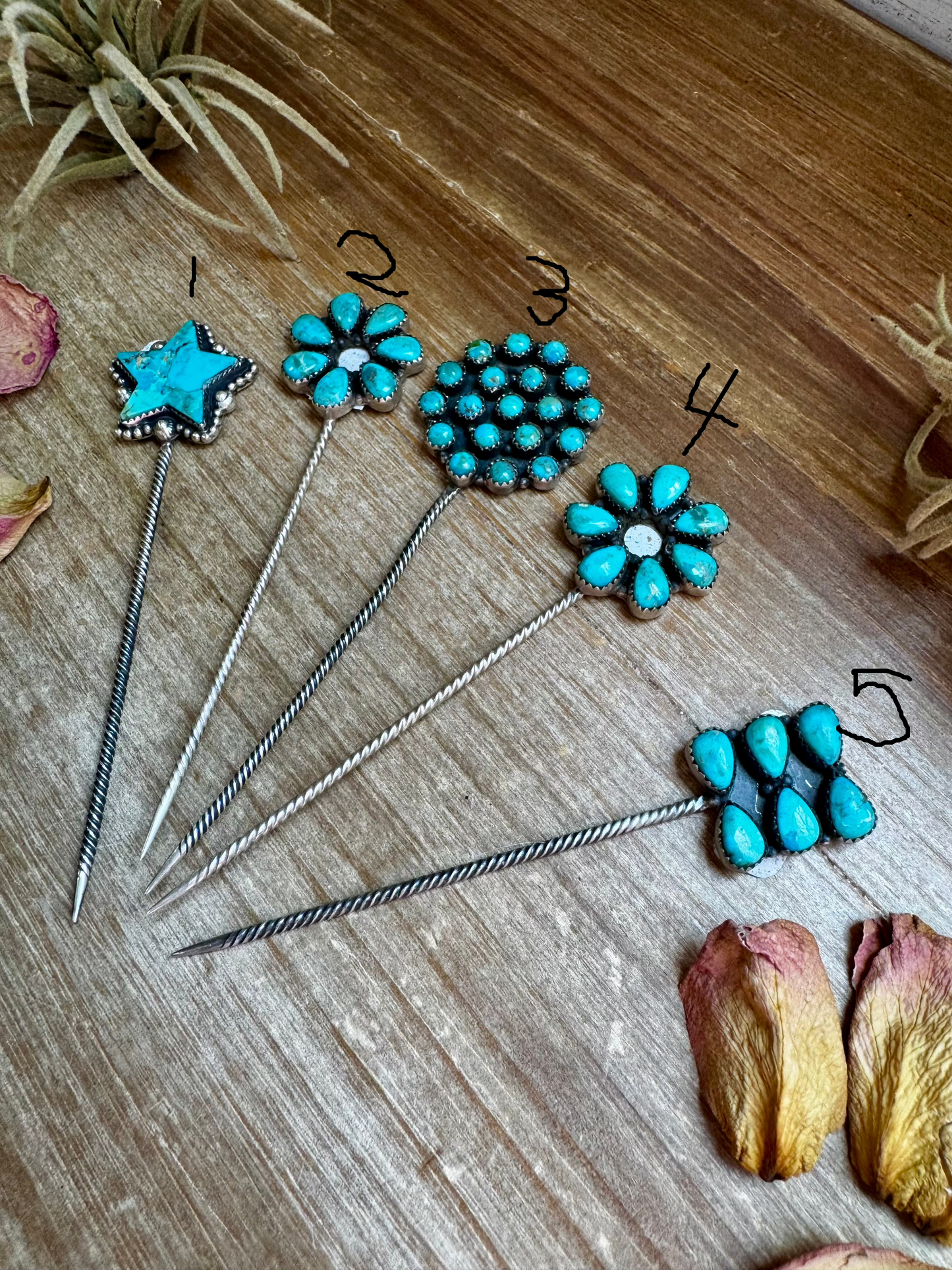 Sterling silver hat pins with Kingman turquoise, handmade in India, limited collection with sharp end, choose your shape