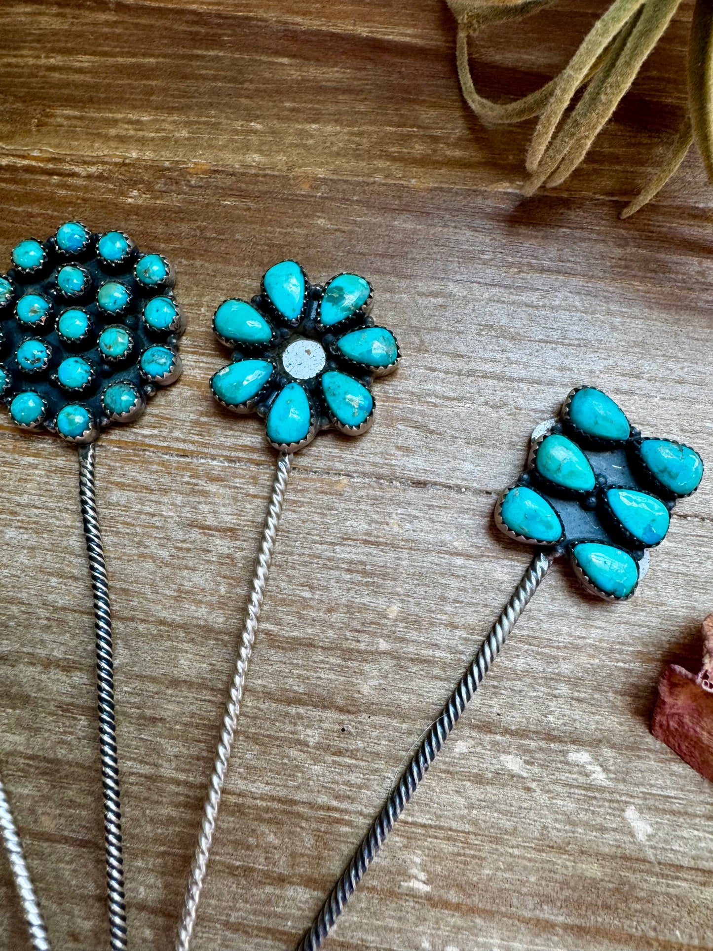 Sterling silver hat pins with Kingman turquoise, handmade in India, limited collection with sharp end, choose your shape