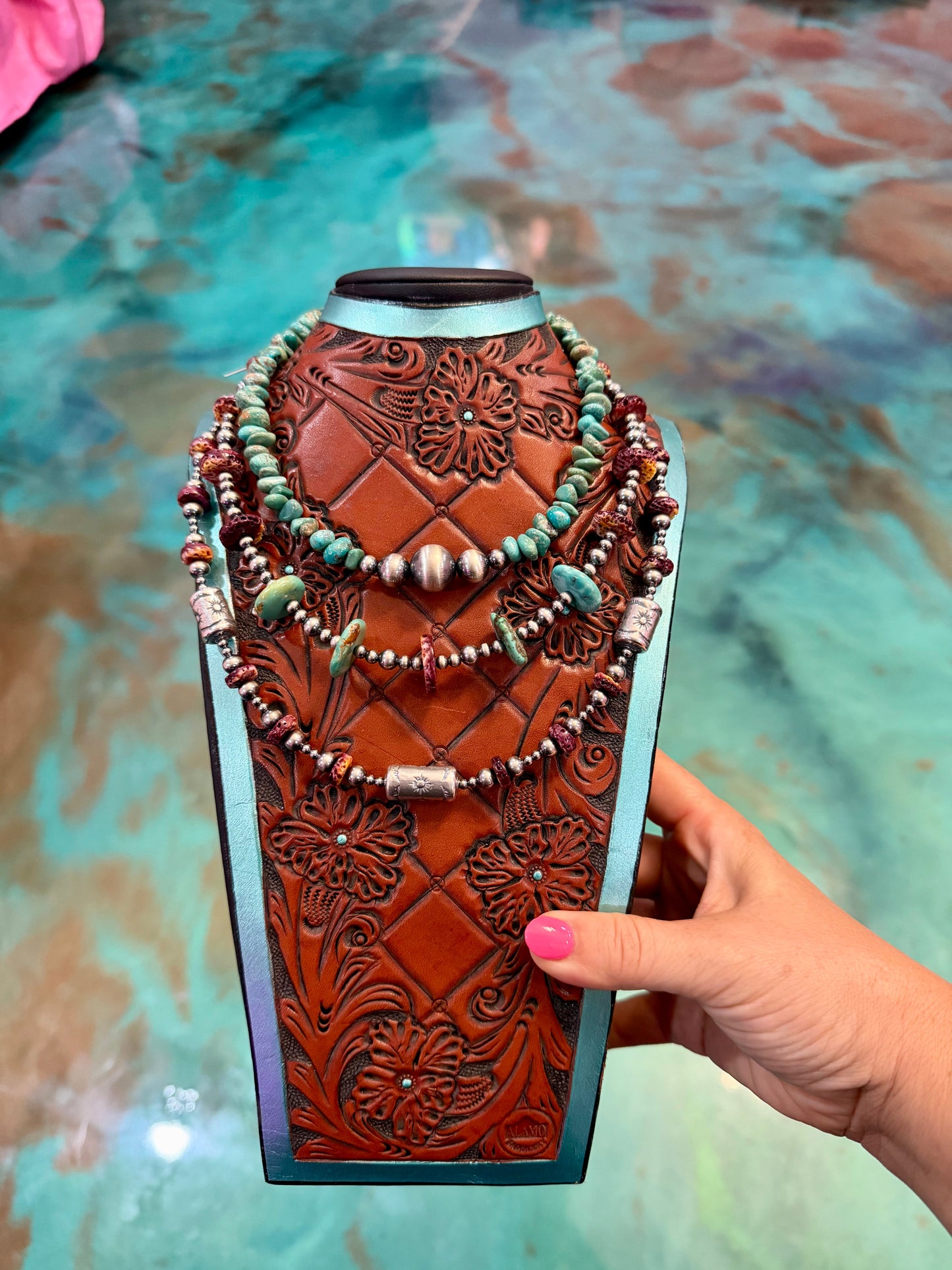 Jaci Collection – Turquoise, Purple Spiny & Sterling Silver Necklaces