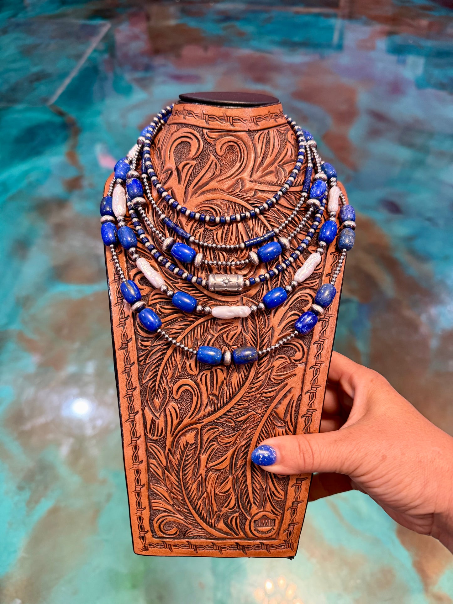 The Jaci Collection – Six-Piece Lapis & Sterling Silver Necklace Set