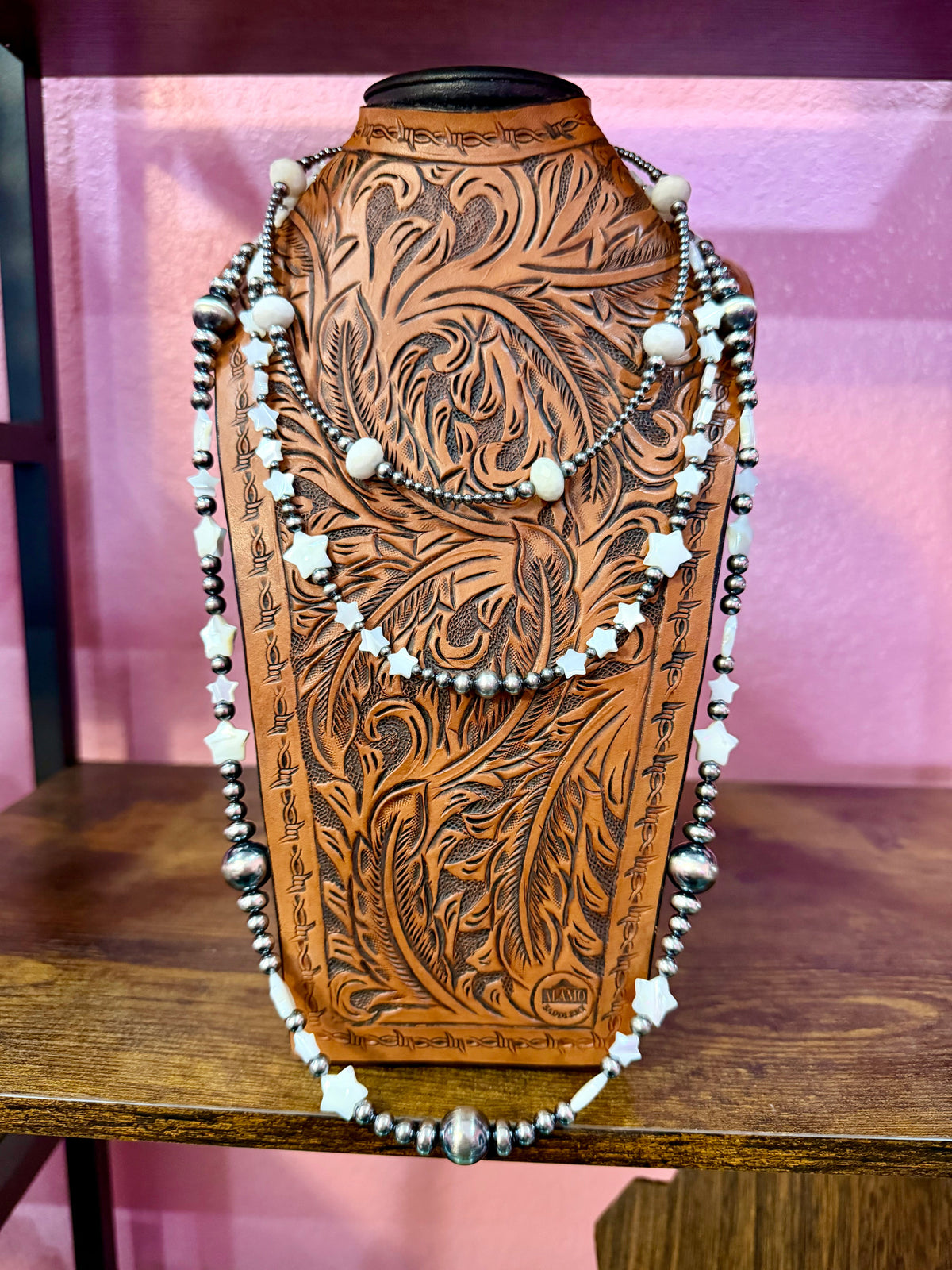 One Time Pieces – Faceted Moonstone & White Shell Star Necklace Stack