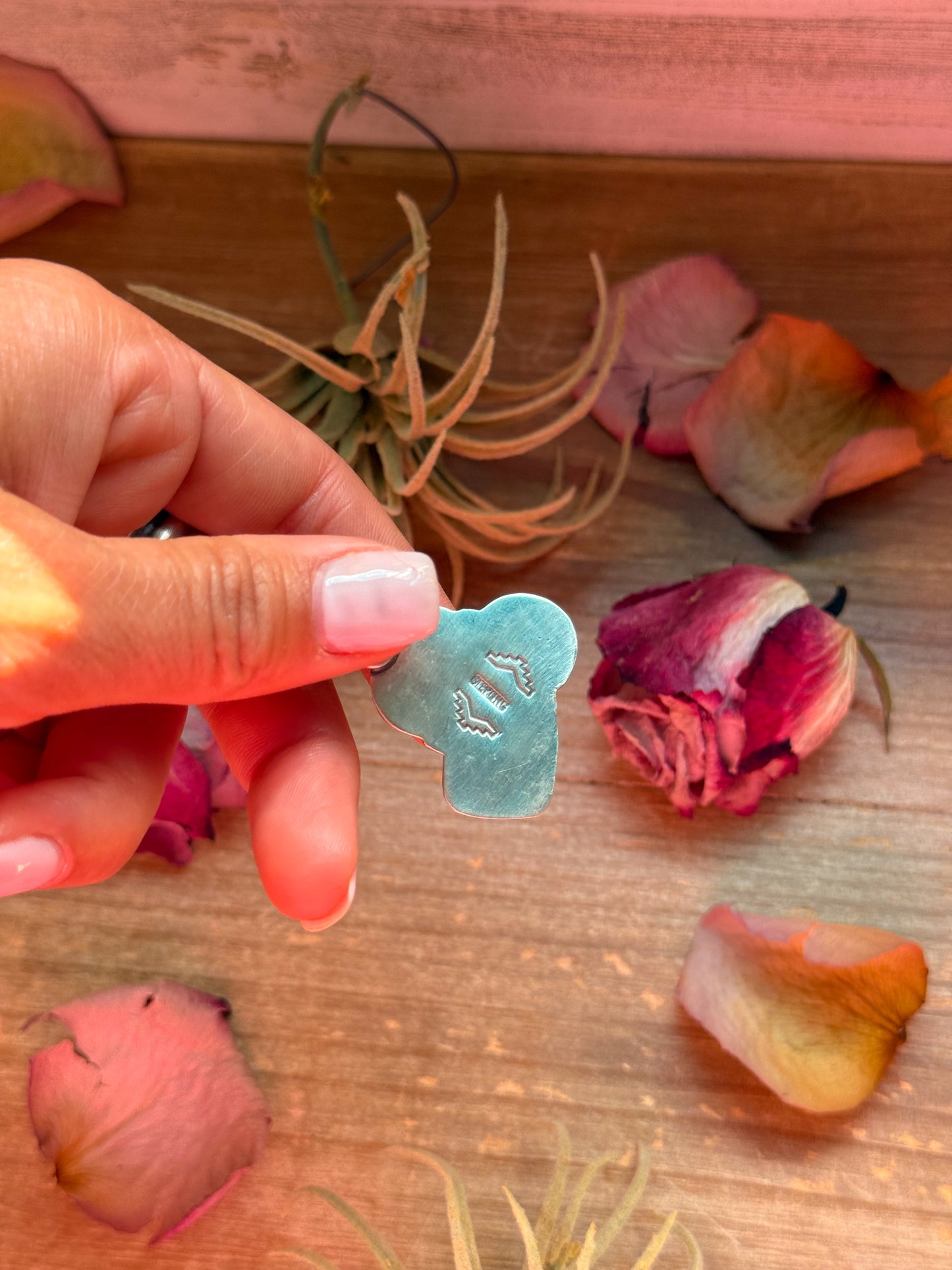 Kingman Turquoise, Pink Conch & White Buffalo Sterling Silver Pendant