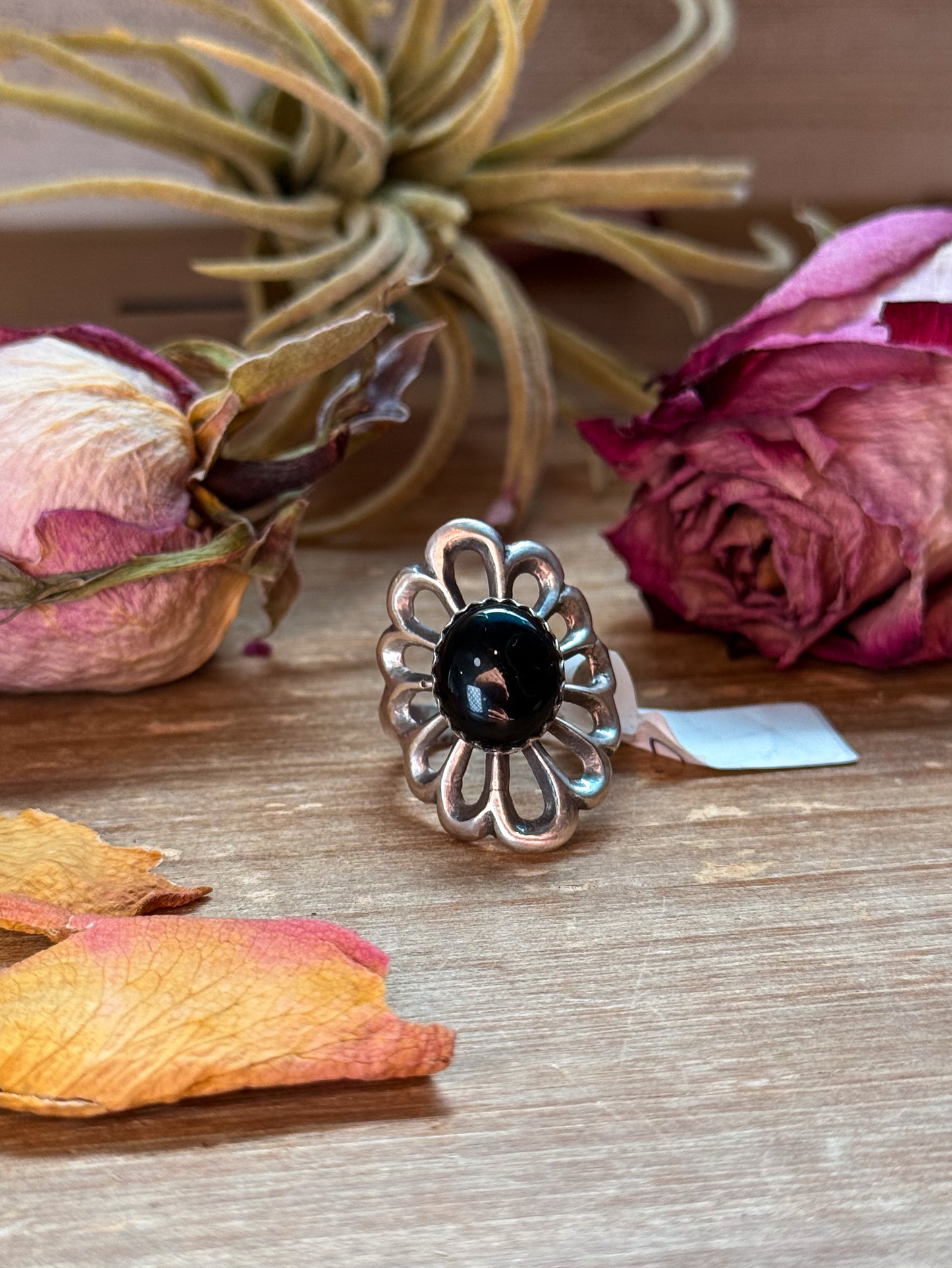 Black Onyx Sterling Silver Ring – Size 7