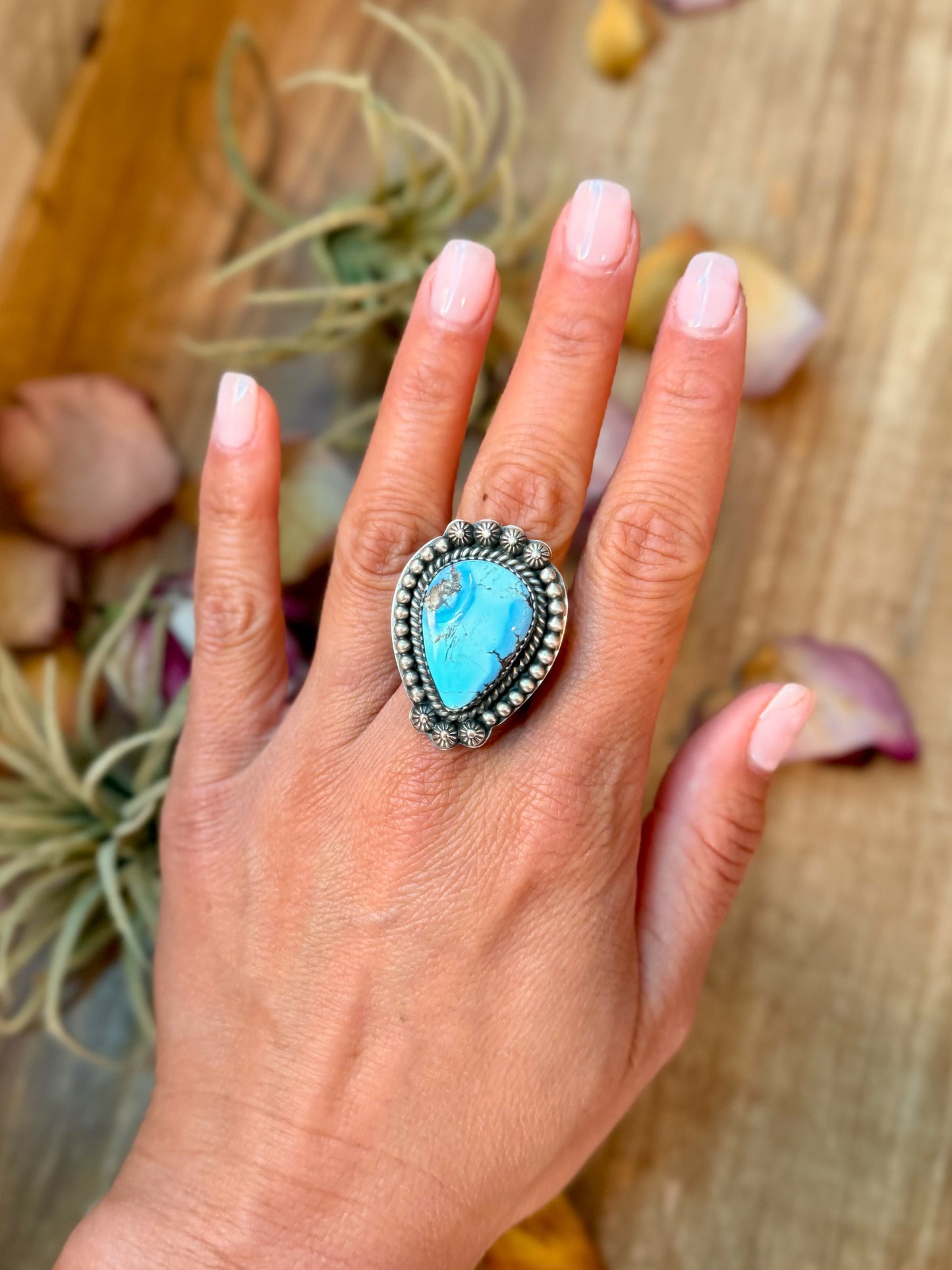 Golden Hills Turquoise Sterling Silver Ring – Adjustable
