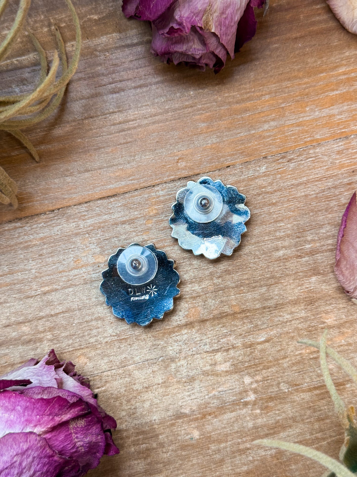 Sterling Silver Green Turquoise Stud Earrings – Native Made by Danny L. Wauneka