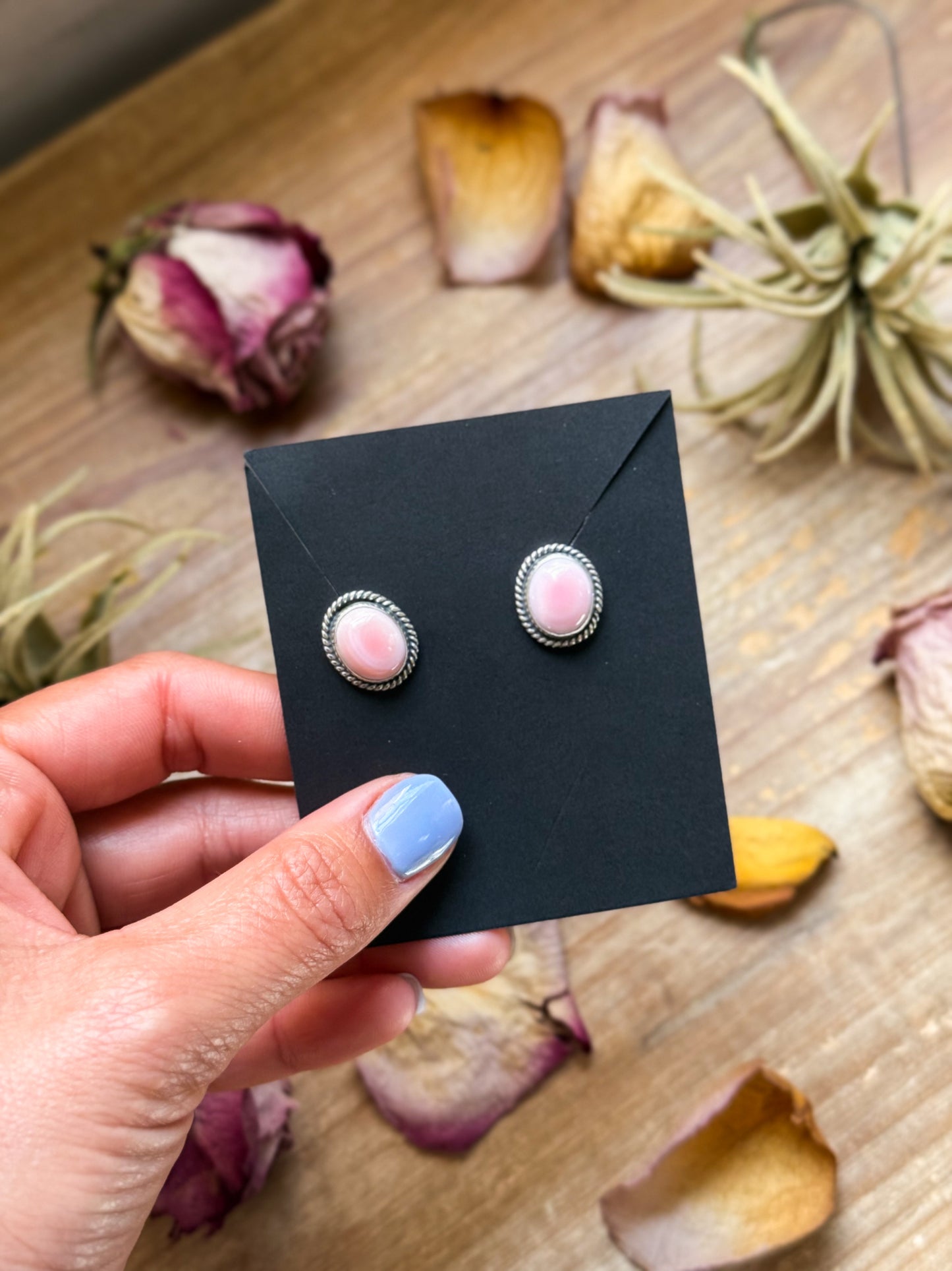 Sterling Silver Pink Conch Stud Earrings – Handmade by Artist Jason Ogg