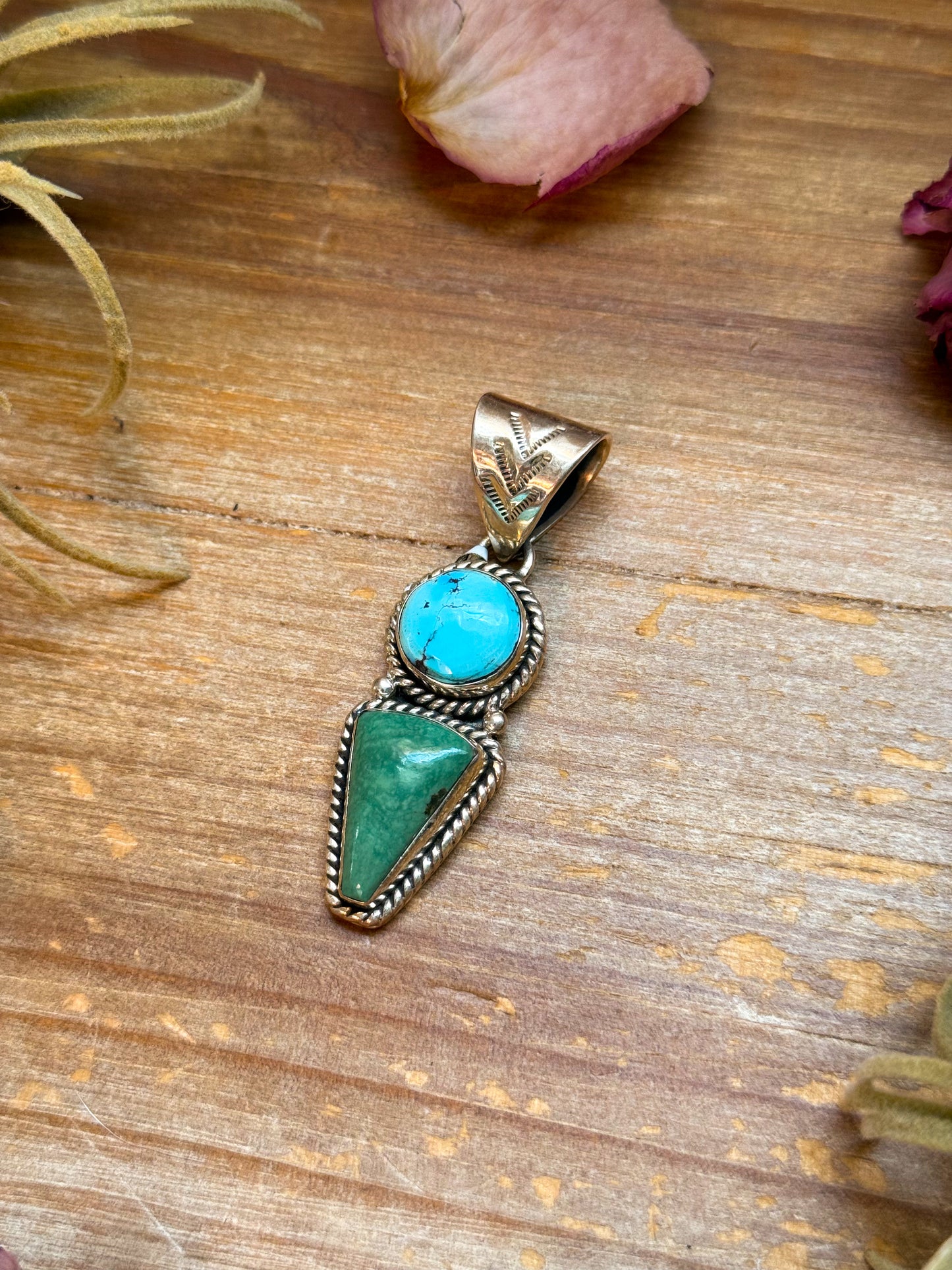peSterling Silver Golden Hill & Green Turquoise Pendant –