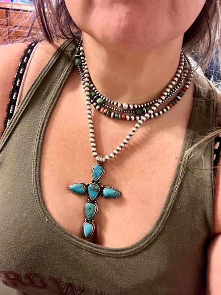 Turquoise cross pendant