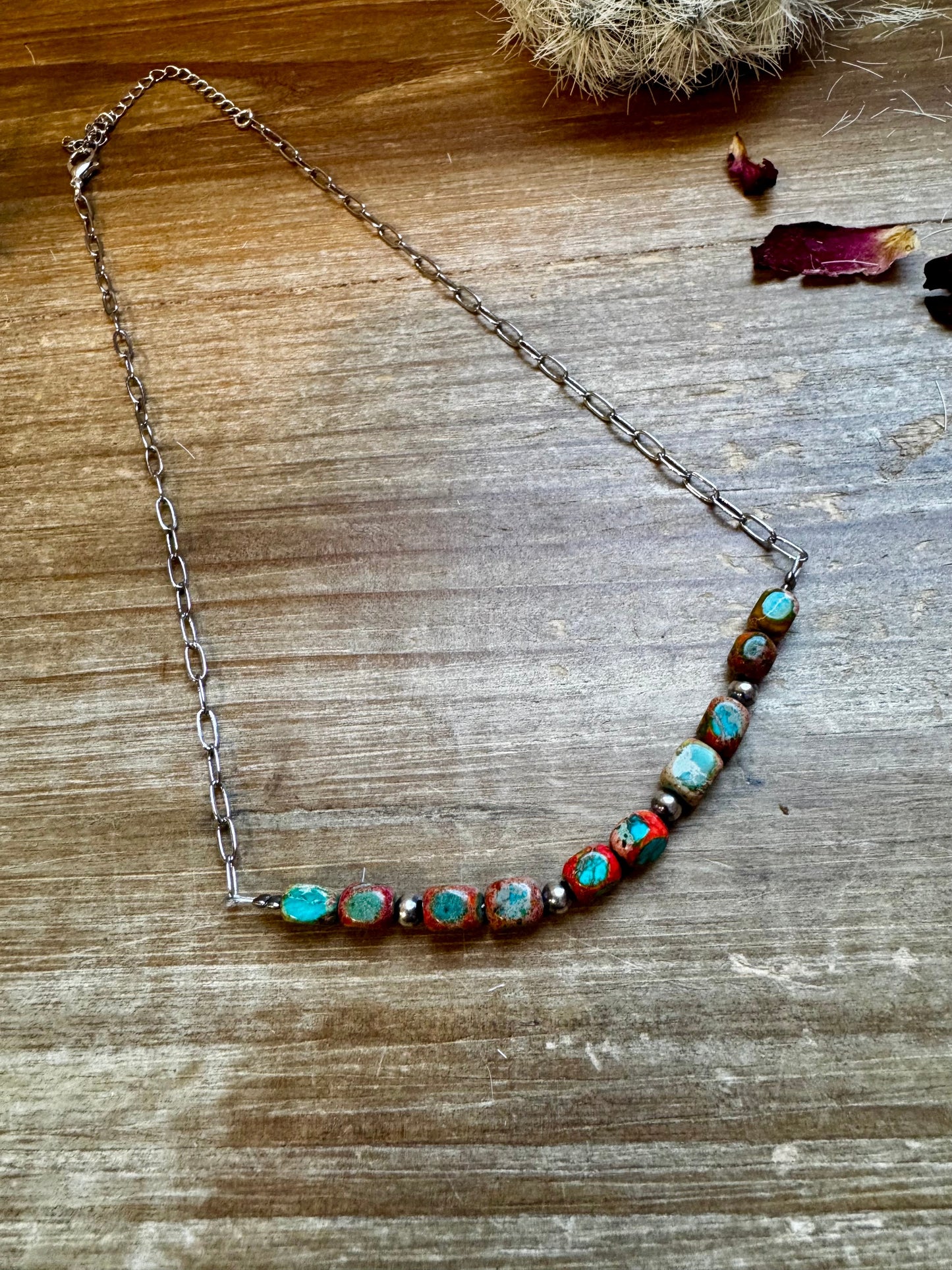 15 inch chain choker and Verascite sea sediment and sterling silver