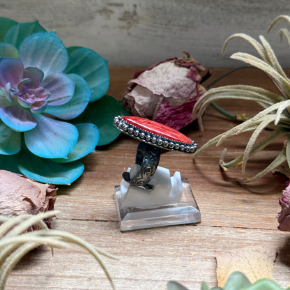 MJ Red Spiny Ring – Sterling Silver