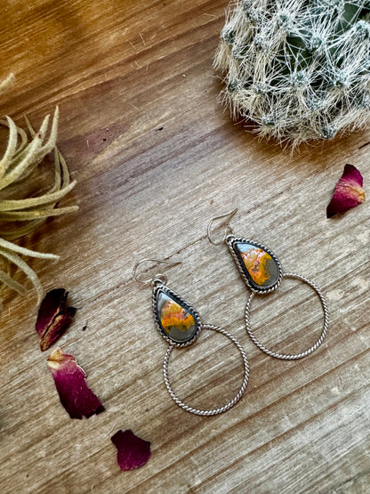 Dangle earrings - Bumble bee jasper & Sterling Silver