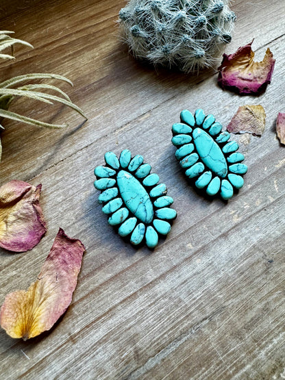 Mint Concho Large Clay Stud Earrings