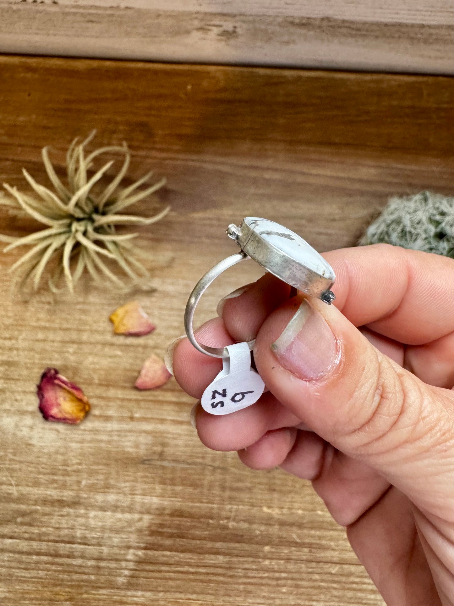 Ring - Size 9- White Buffalo Ring & sterling silver