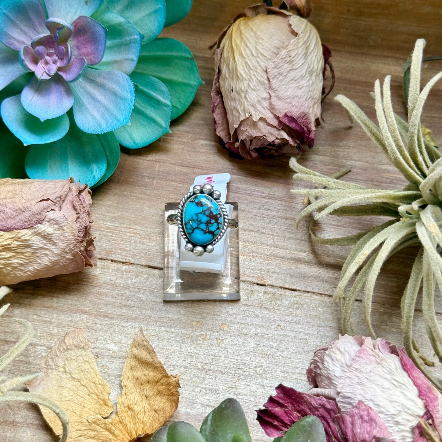 138 - Sterling Silver Egyptian Turquoise Medicine Man Eye Stamped Stacking Ring by Jason Ogg