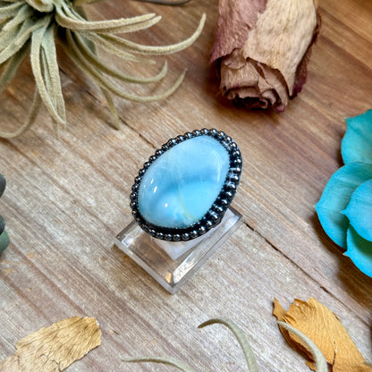 MJ Ring Oval Blue Larimar Sterling Silver