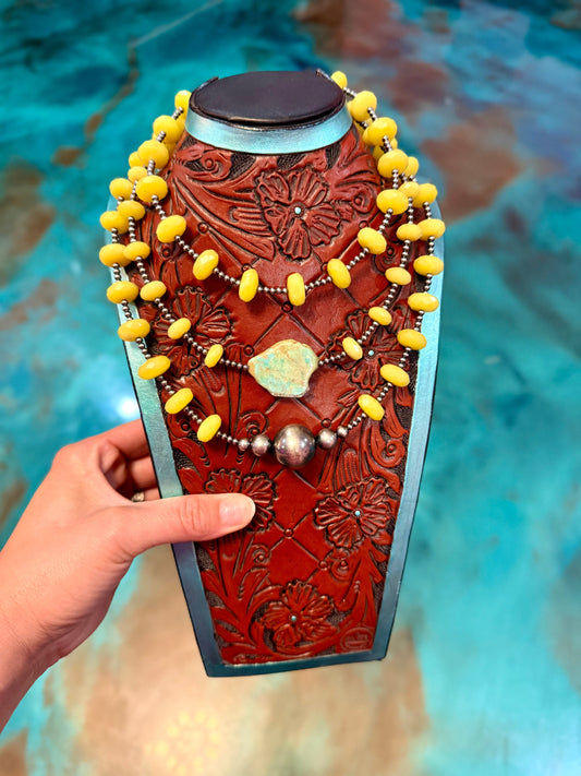 Jaci Stack – Faceted Lemon Jade, Turquoise & Sterling Silver Necklaces