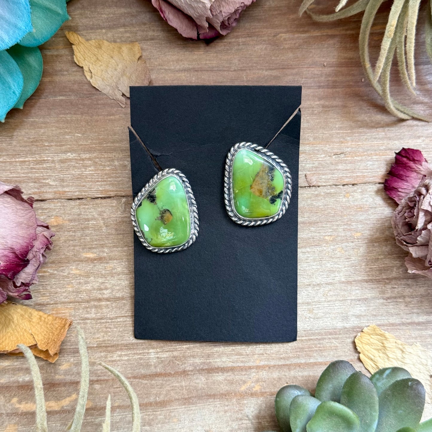 17 - Sterling Silver Sonoran Turquoise Stud Earrings by Jason Ogg