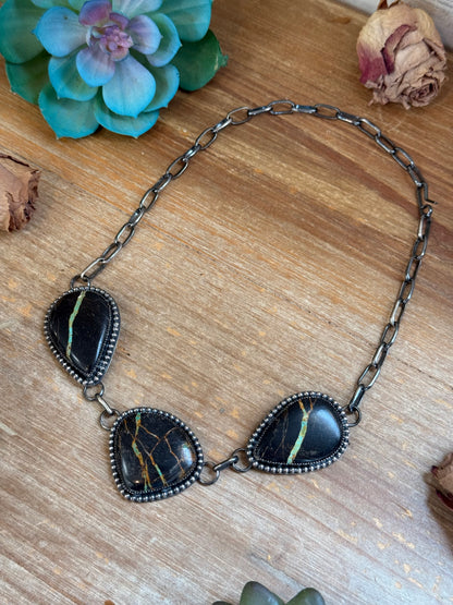 One-of-a-Kind Black Jack Sterling Silver Statement Necklace