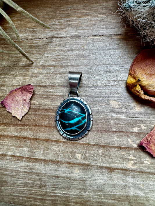 Small Pendant - Blackjack Turquoise & Sterling Silver option II