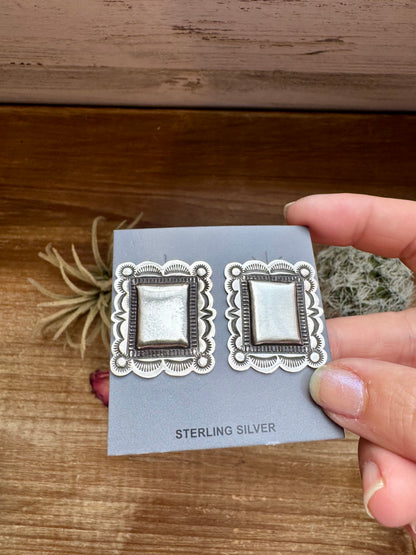 Bigger Square Sterling silver stud earrings