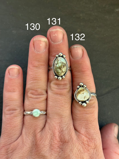 Sterling silver stamped stacking ring with Dry Creek turquoise and Medicine Man eye pattern by Texas artist Jason Ogg