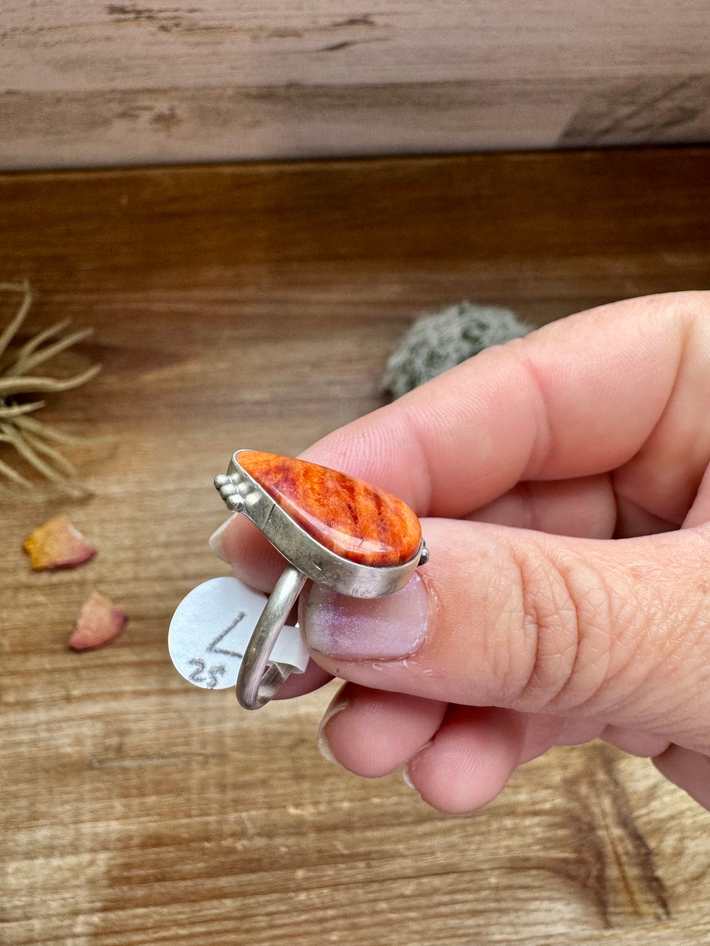 Ring - Size 7 -Red Spiny & Sterling Silver