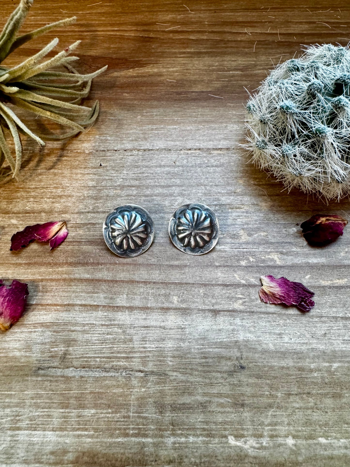 Round Sterling silver stud earrings