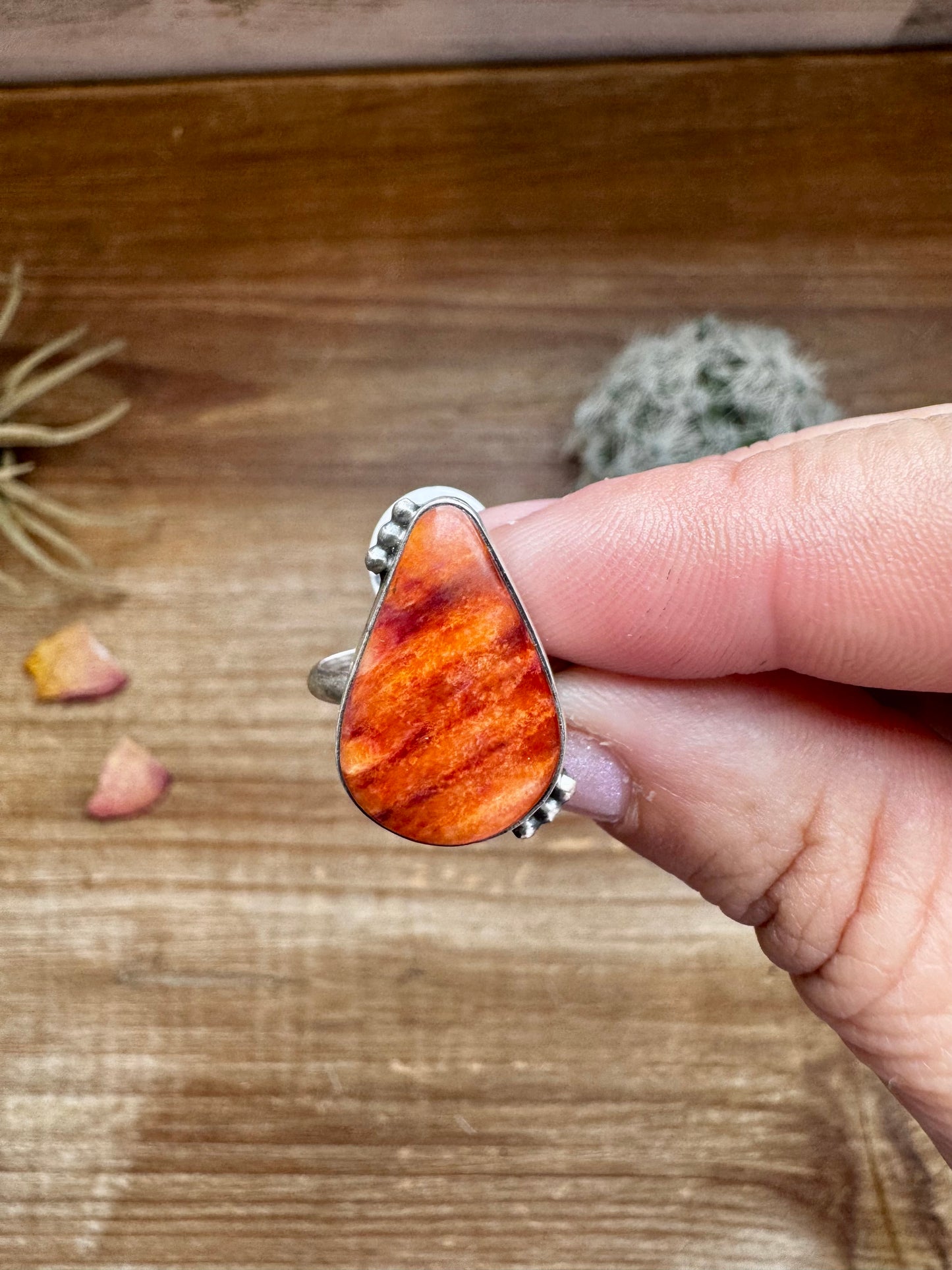 Ring - Size 7 -Red Spiny & Sterling Silver