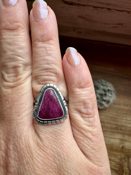 Ring - Size 7 1/2 -Red Spiny & Sterling Silver